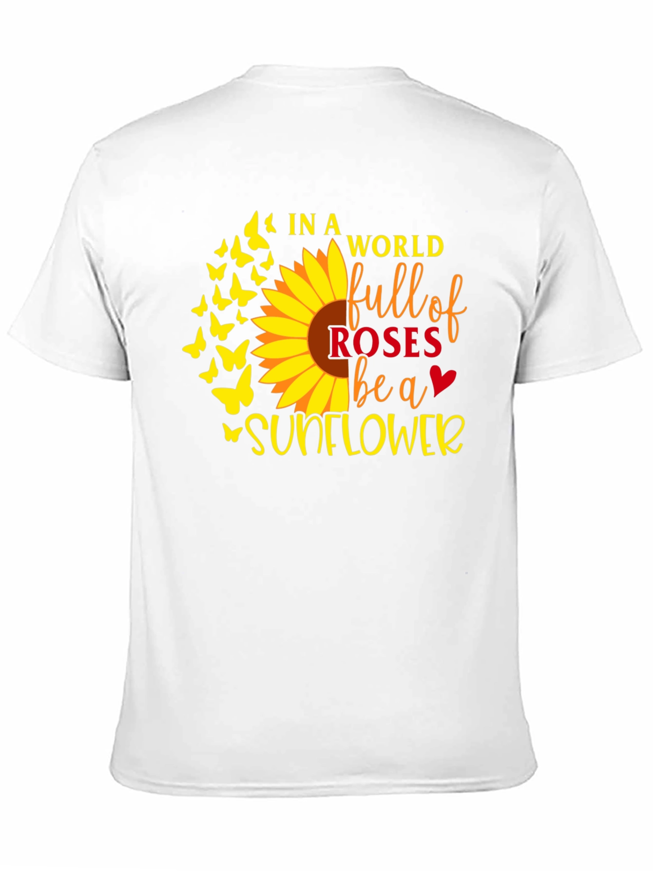 Sunflower Butterfly Graphic T-Shirt - Black