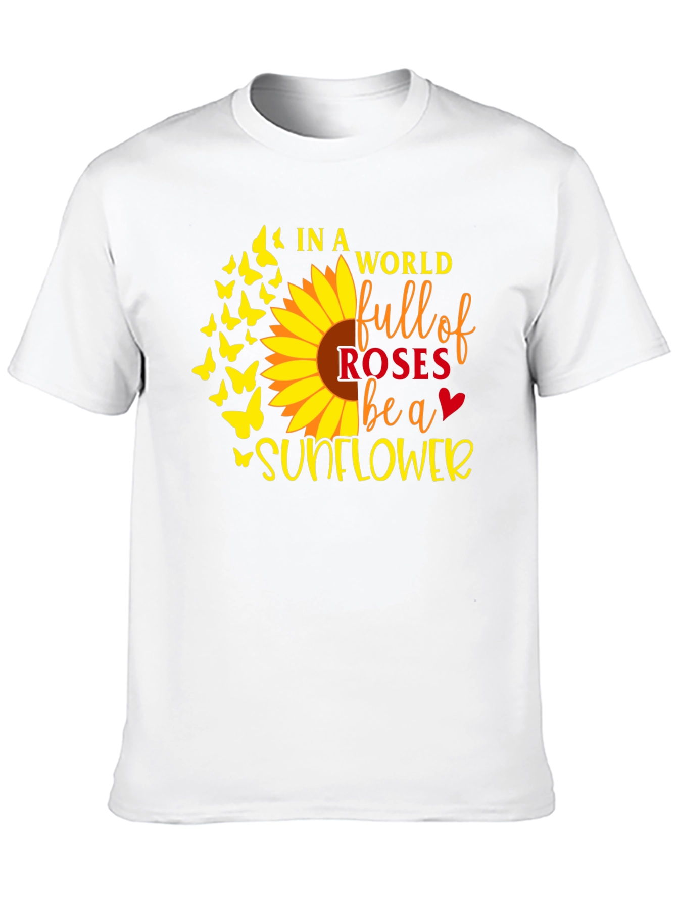 Sunflower Butterfly Graphic T-Shirt - Black