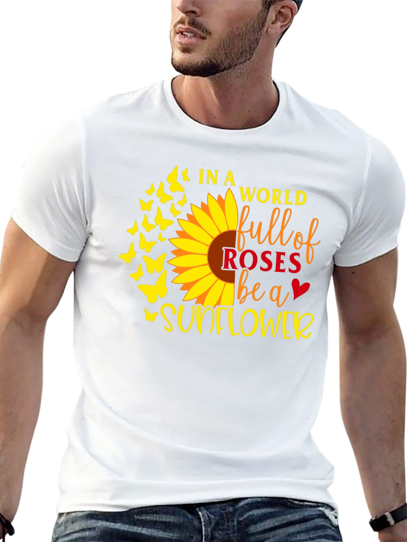 Sunflower Butterfly Graphic T-Shirt - Black