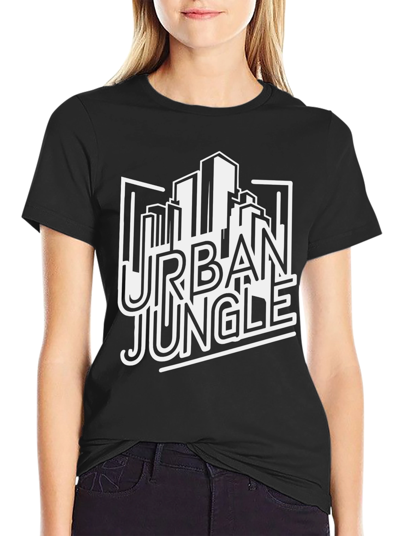 Urban Jungle Graphic Print Black T-Shirt