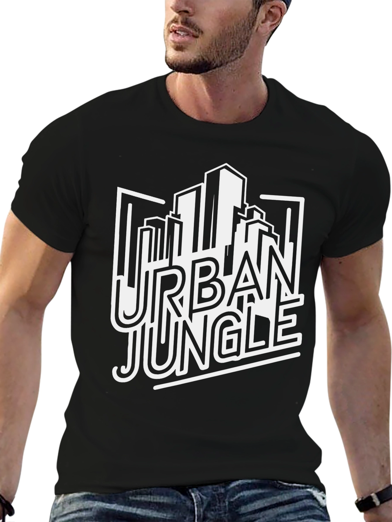 Urban Jungle Graphic Print Black T-Shirt