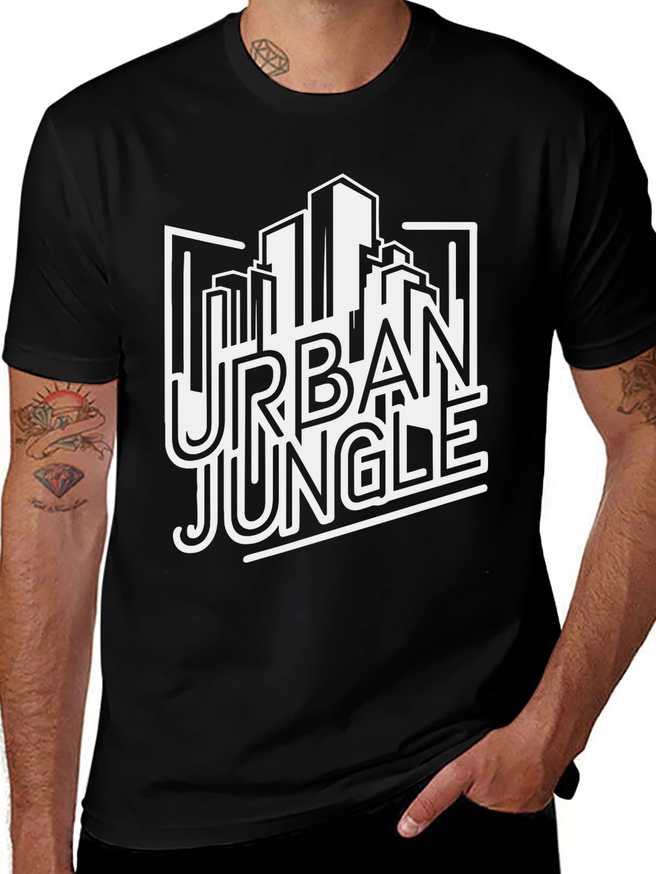 Urban Jungle Graphic Print Black T-Shirt