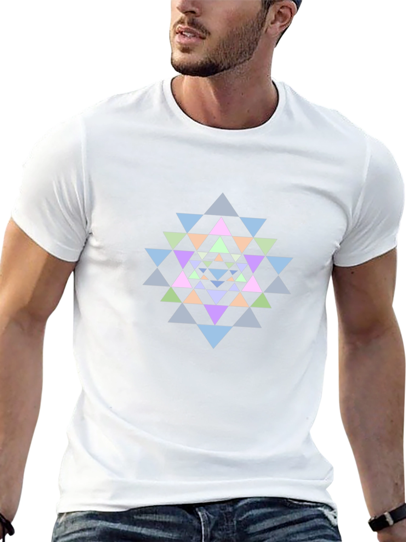 Geometric Mandala Graphic Tee - Black Cotton T-Shirt