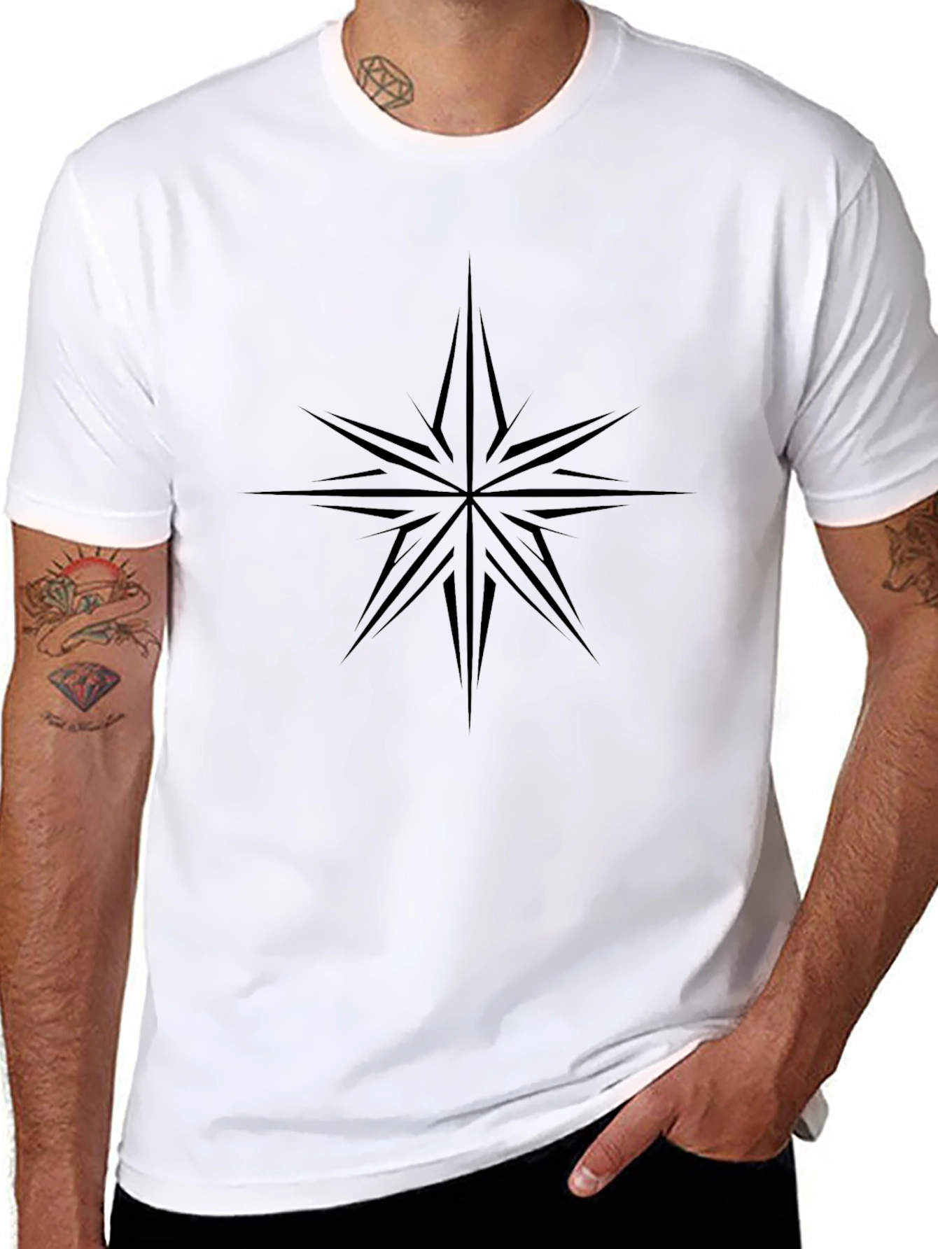 Star Compass Graphic Black T-Shirt
