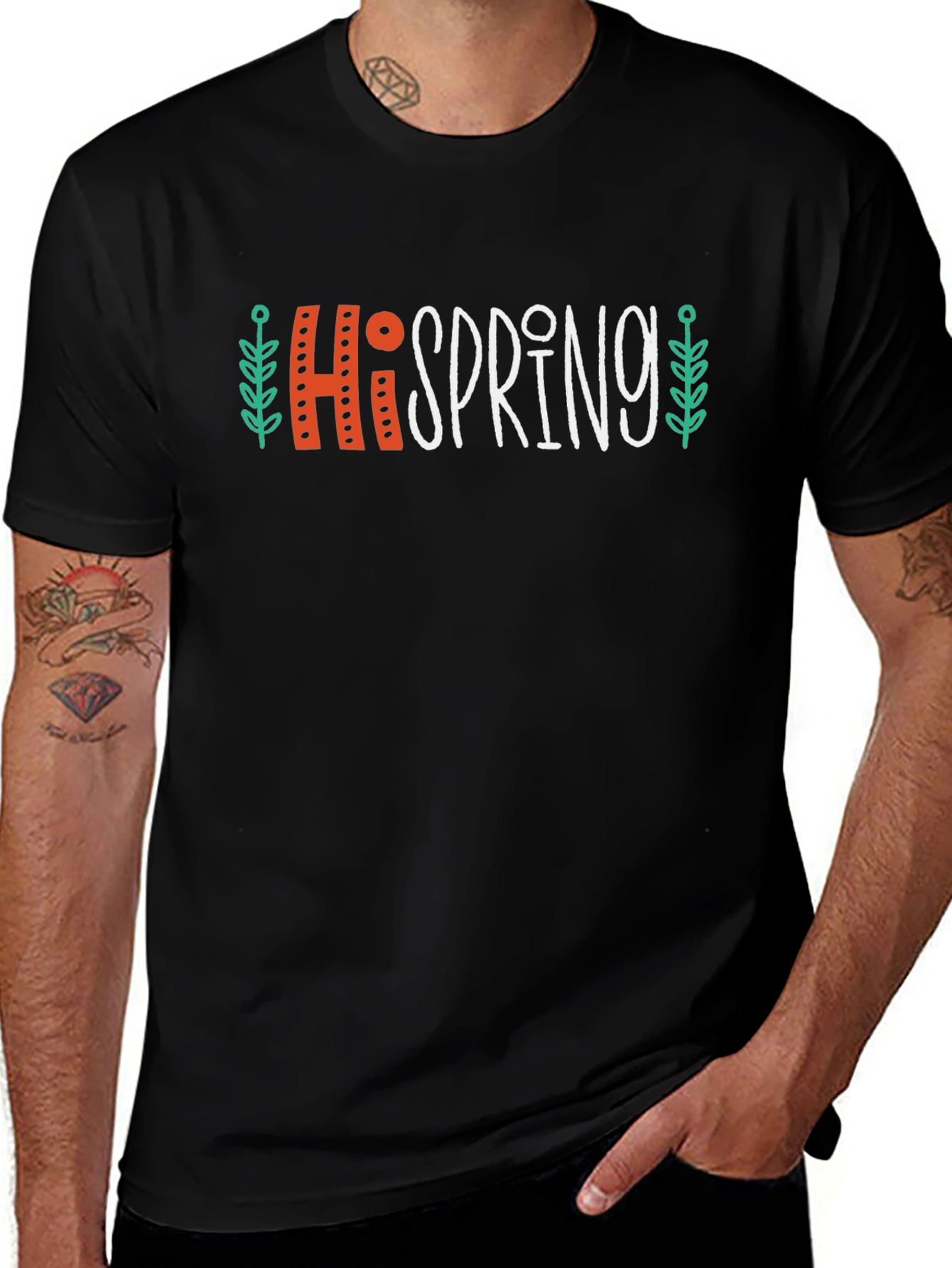 Hi Spring Graphic T-Shirt Casual Crew Neck Tee