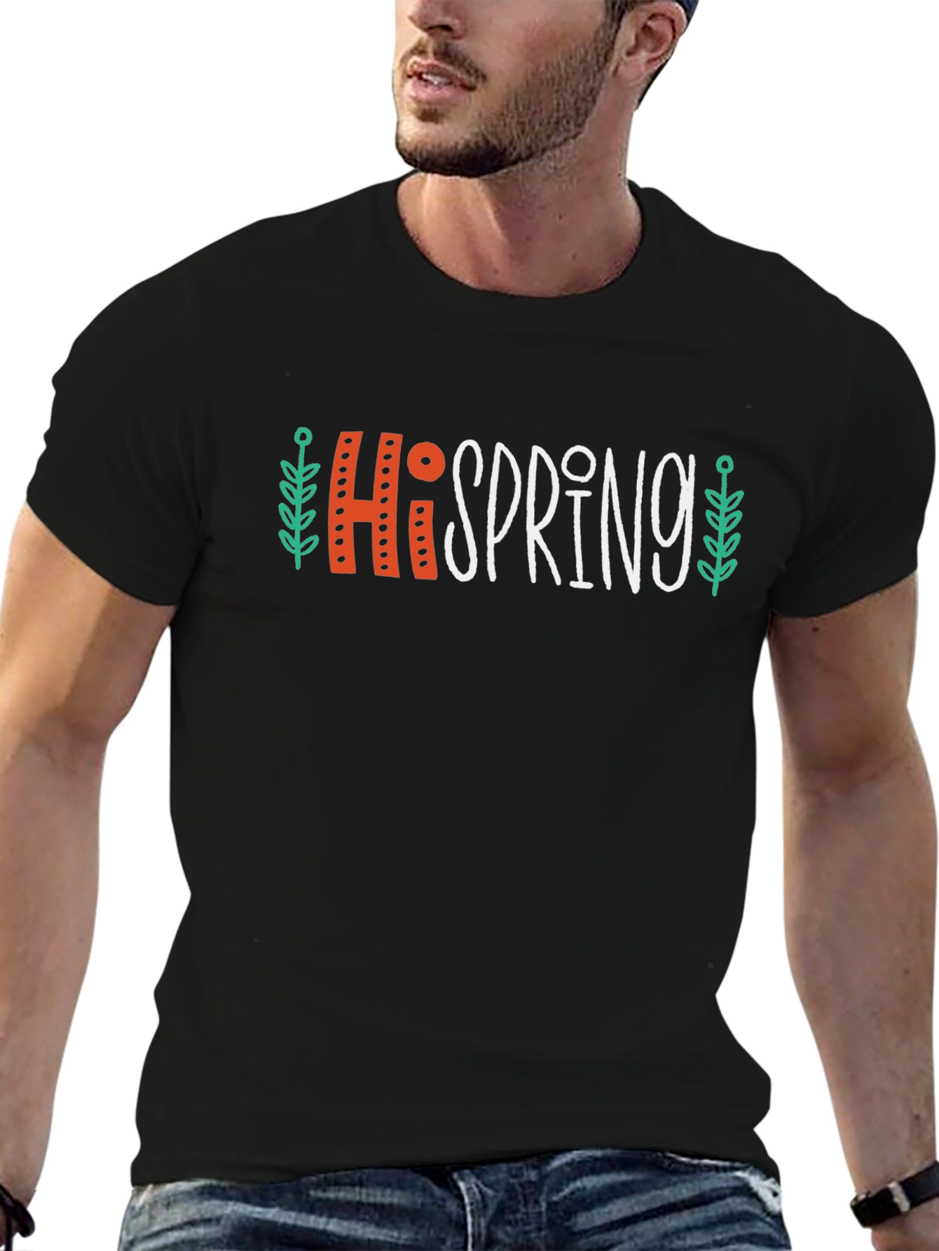 Hi Spring Graphic T-Shirt Casual Crew Neck Tee