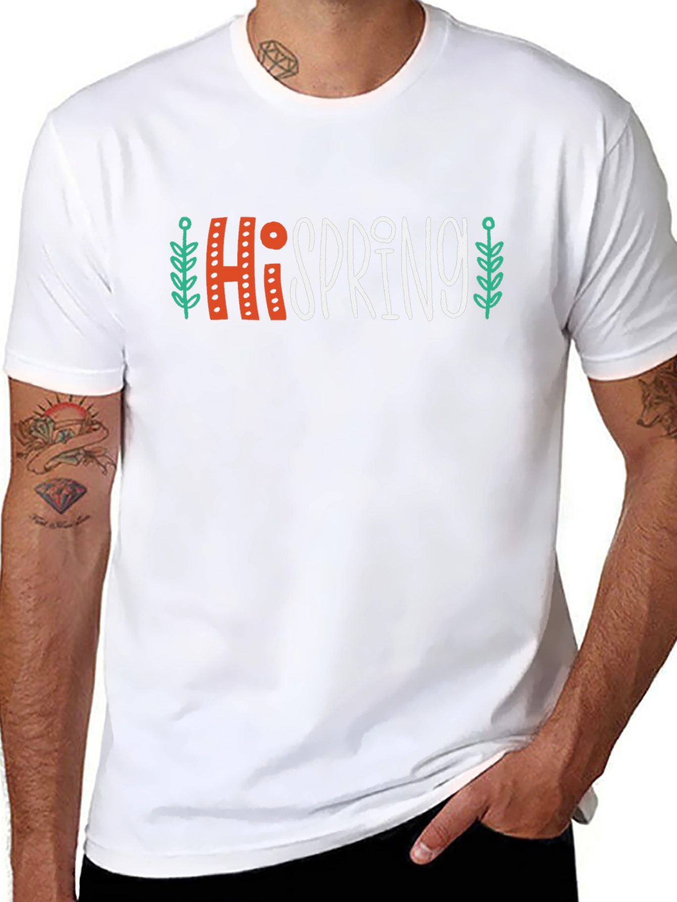 Hi Spring Graphic T-Shirt Casual Crew Neck Tee