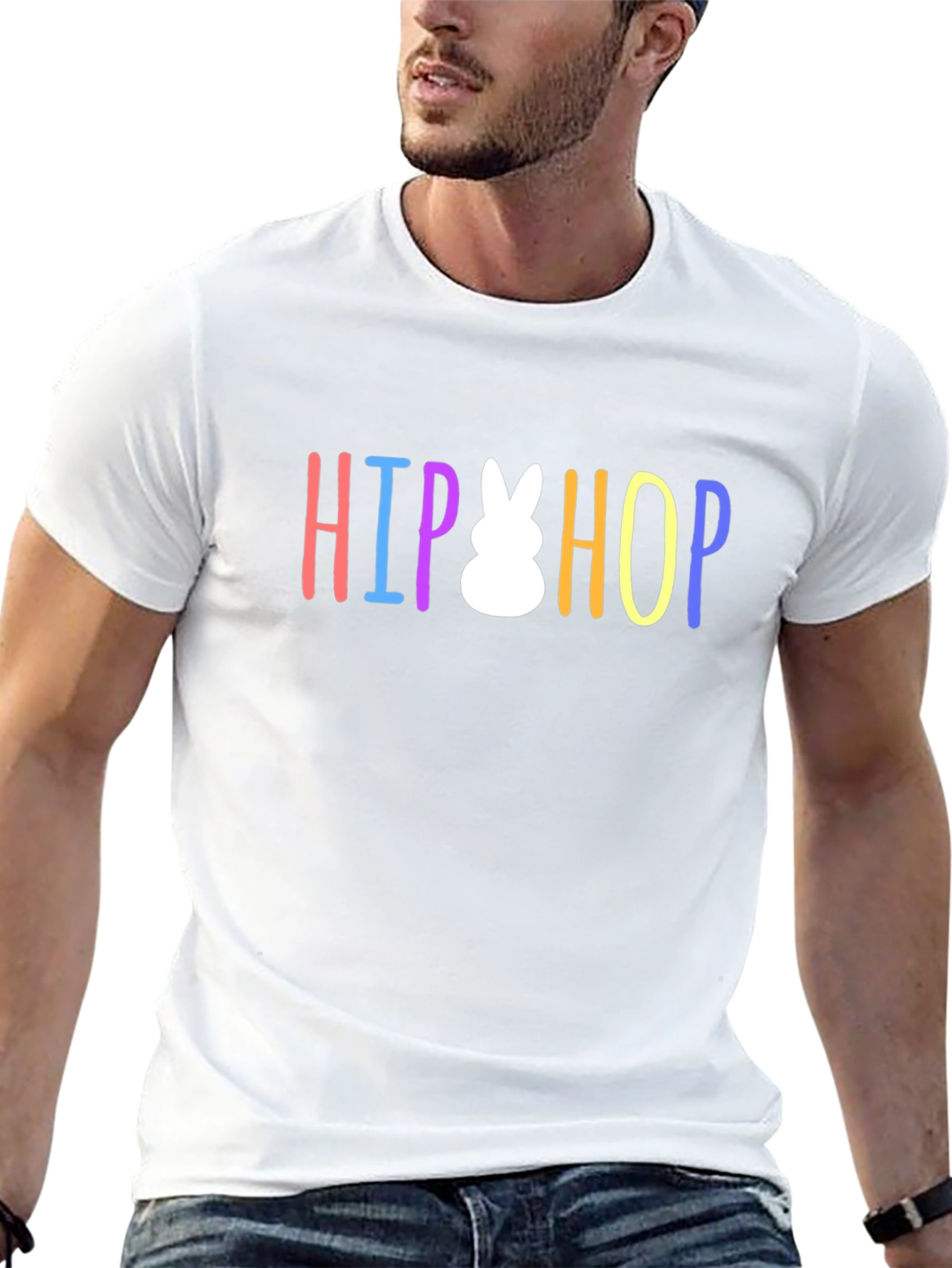 Hip Hop Easter Bunny Graphic T-Shirt - Black