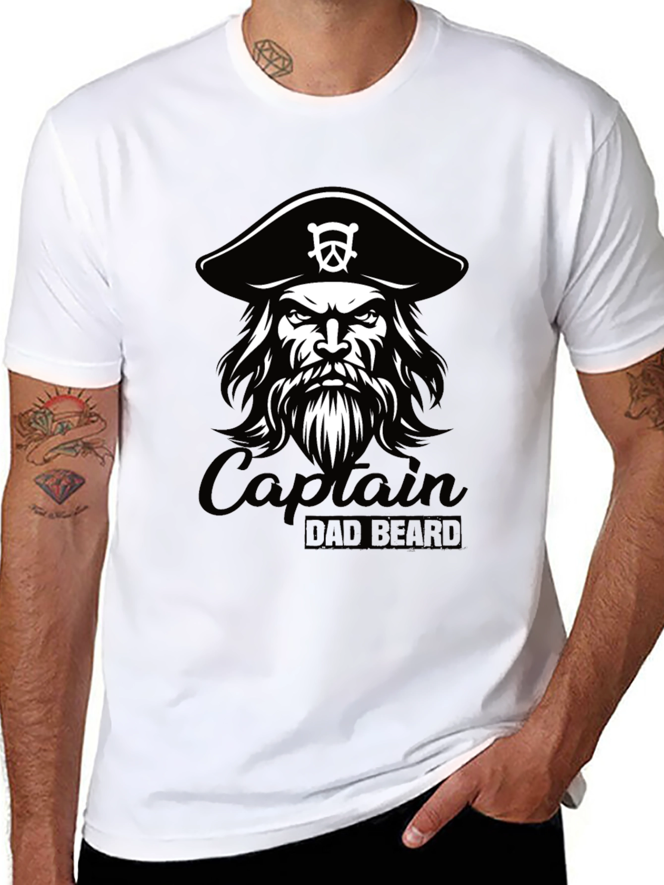 Captain Dad Beard Black T-Shirt