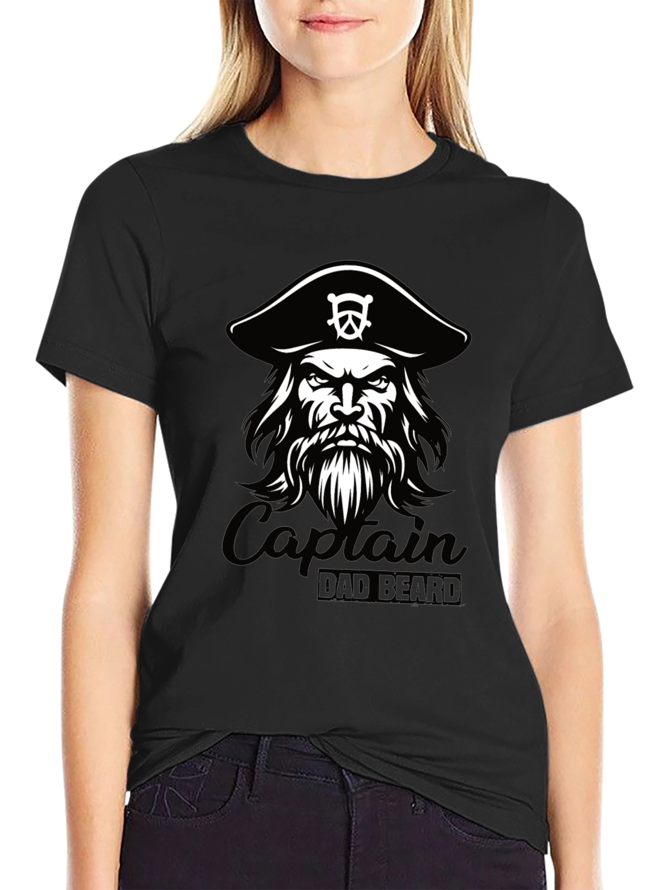 Captain Dad Beard Black T-Shirt