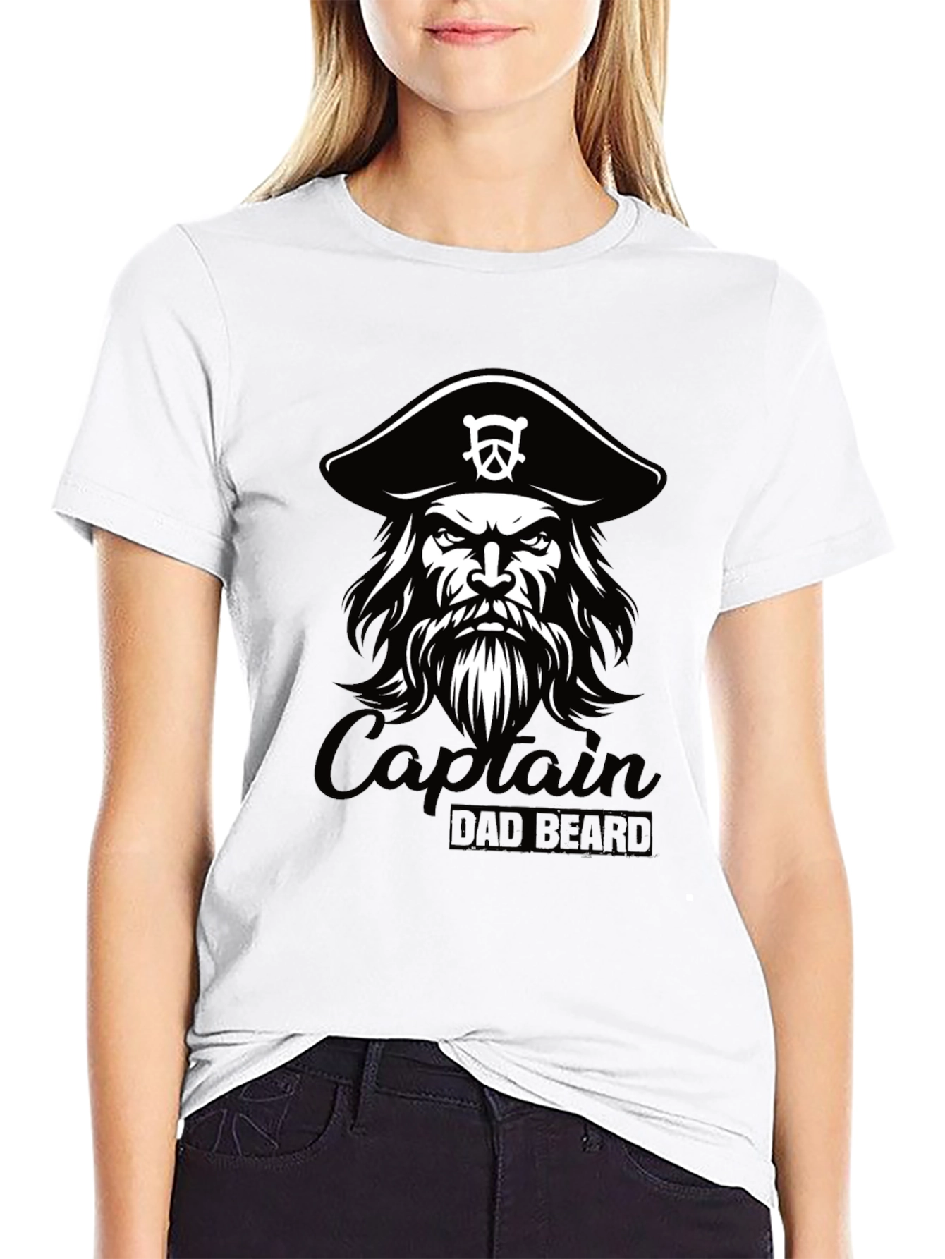 Captain Dad Beard Black T-Shirt