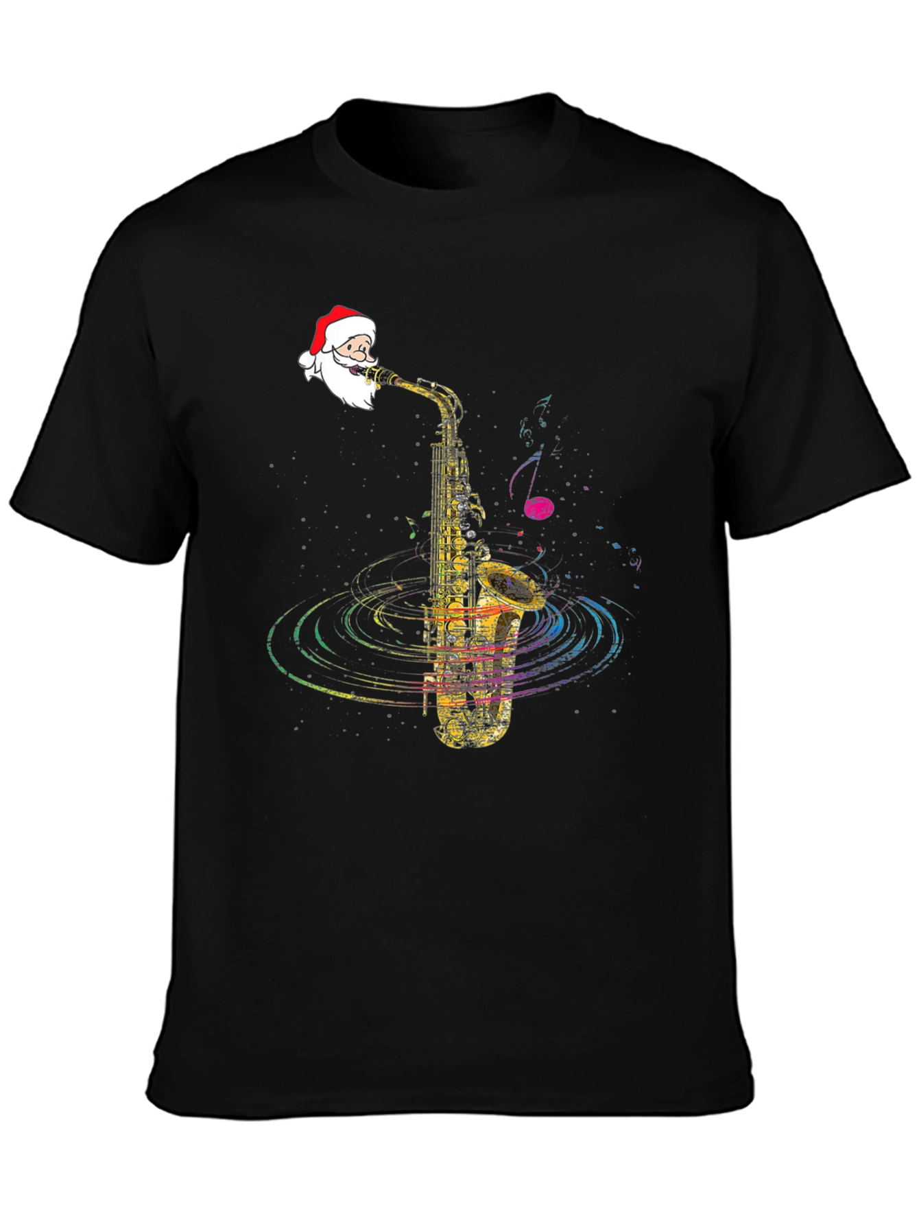 Festive Santa Saxophone Graphic Tee