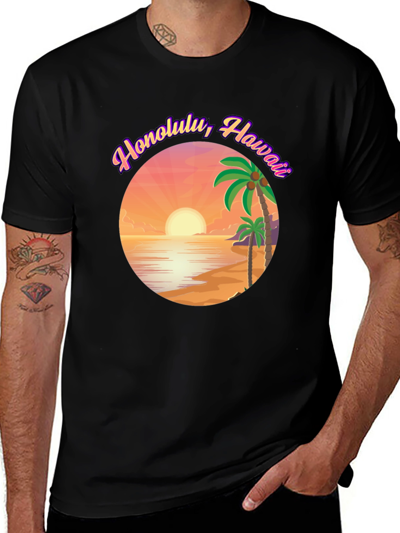 Honolulu Hawaii Sunset Graphic Tee