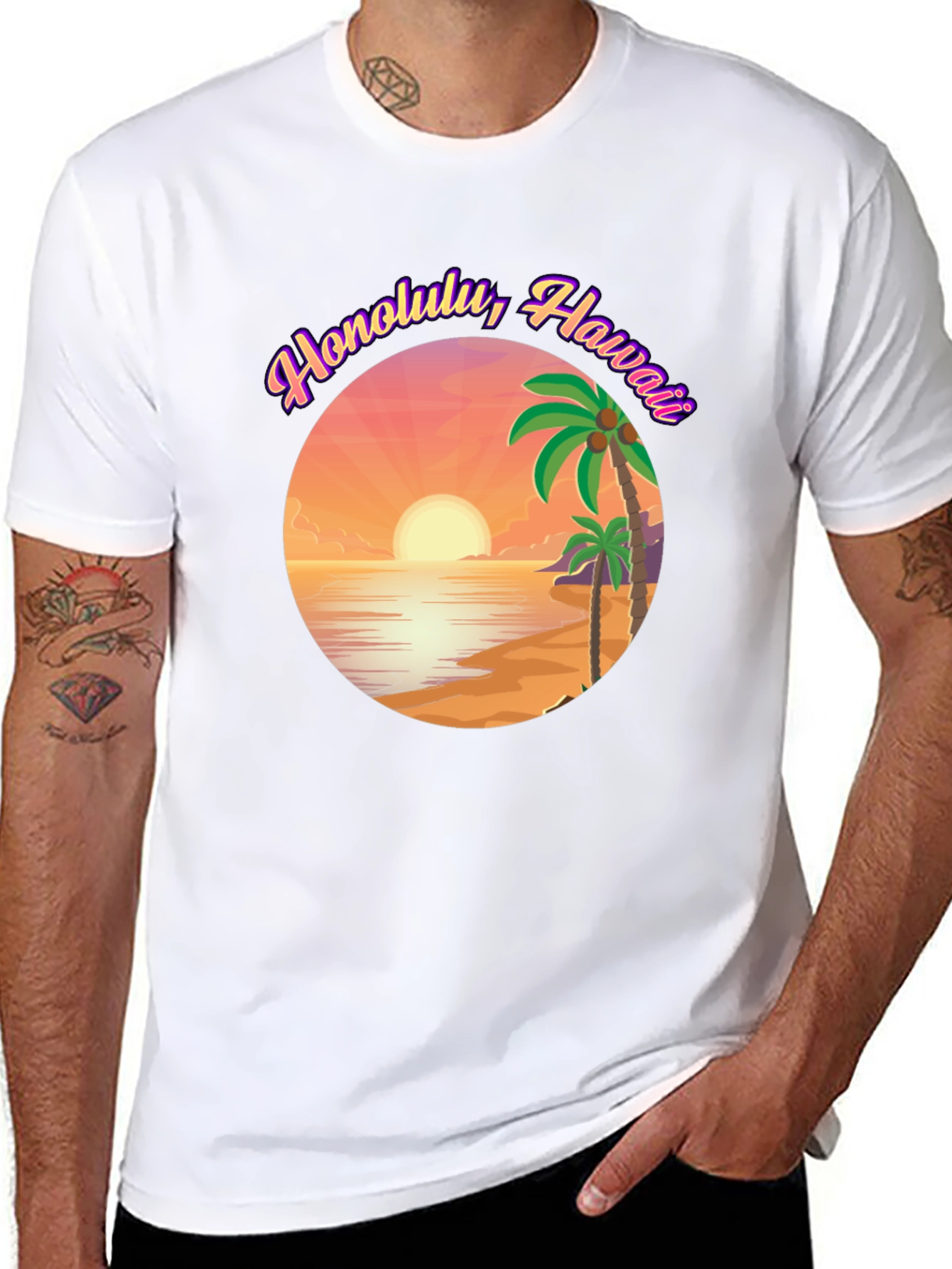 Honolulu Hawaii Sunset Graphic Tee