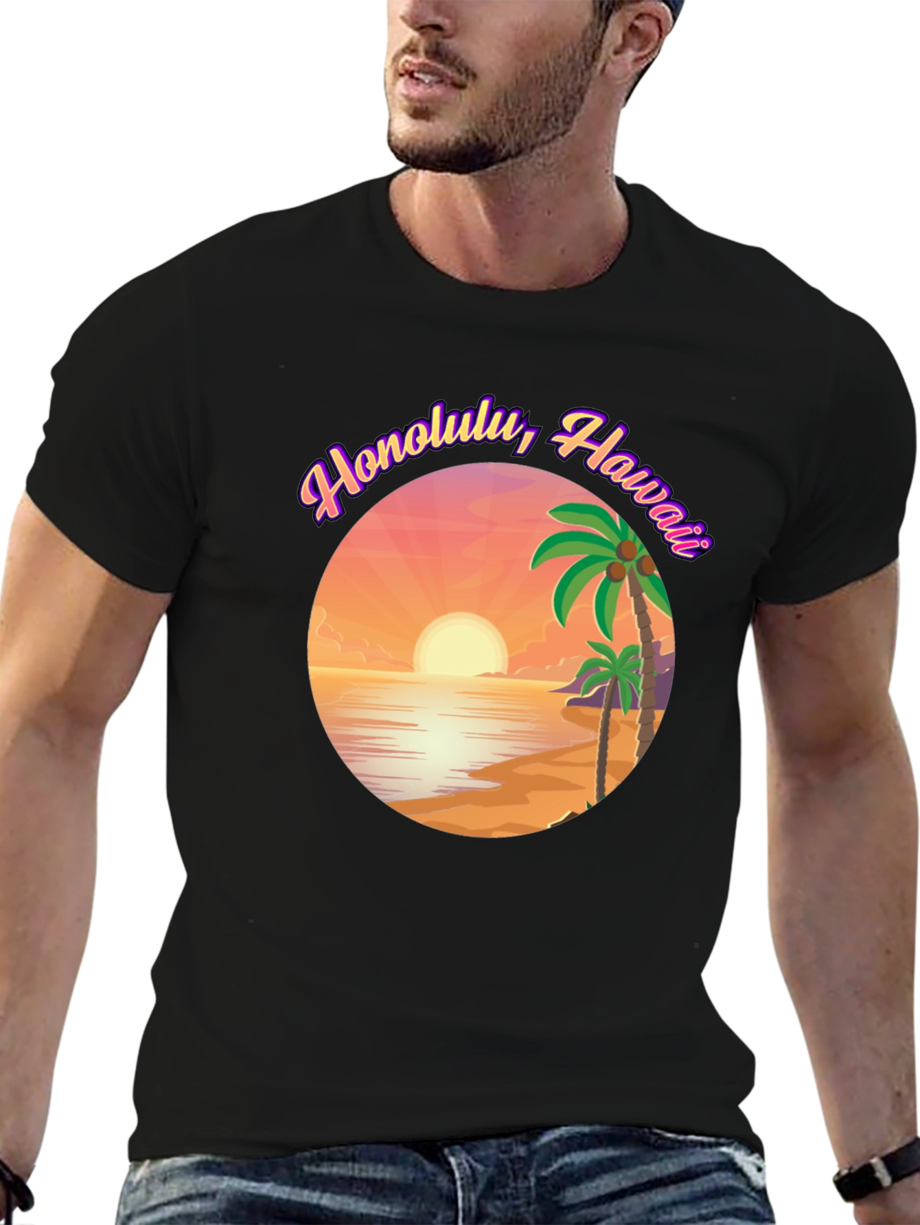 Honolulu Hawaii Sunset Graphic Tee