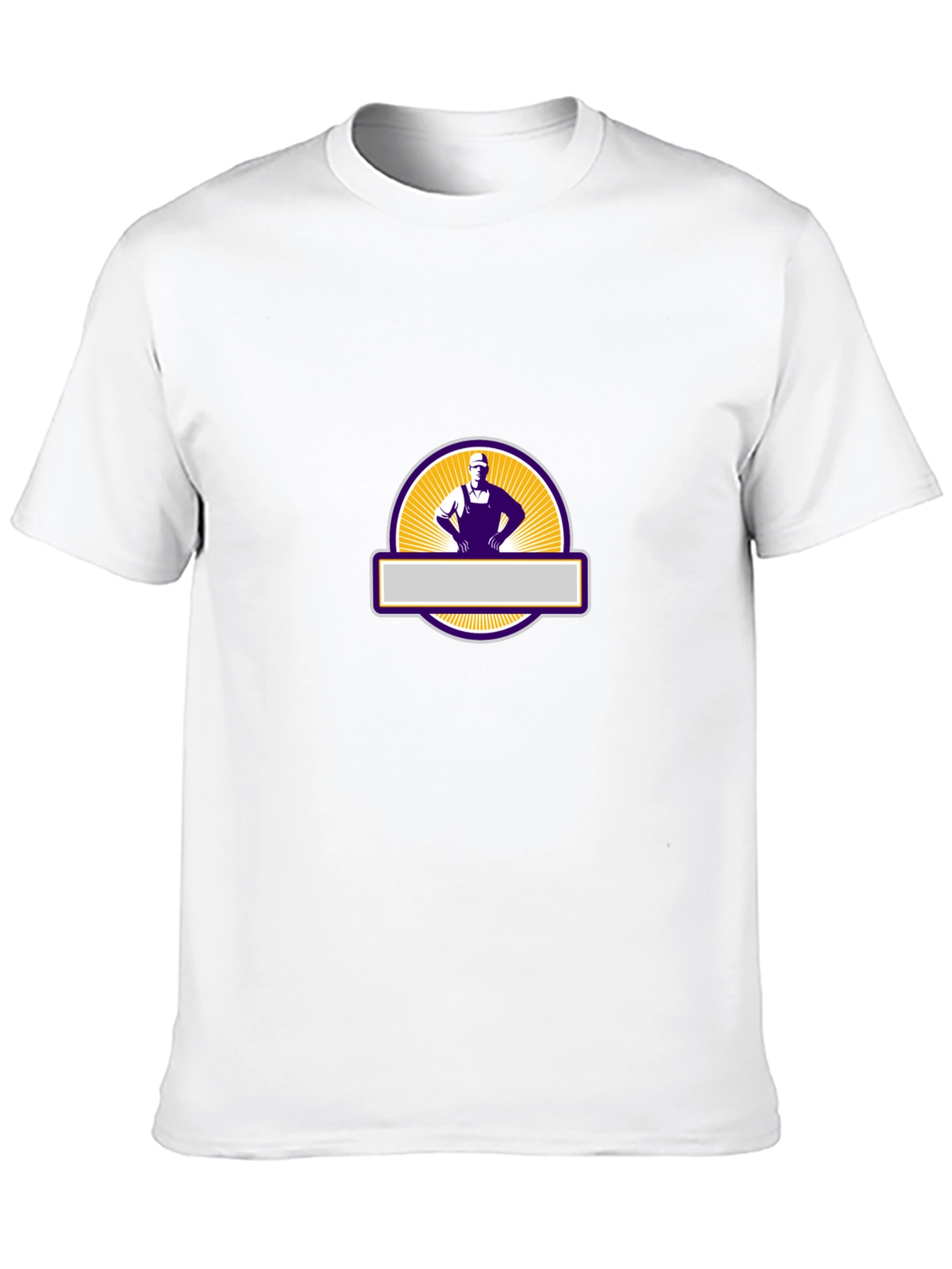Mens Black Graphic T-Shirt - Retro Worker Design