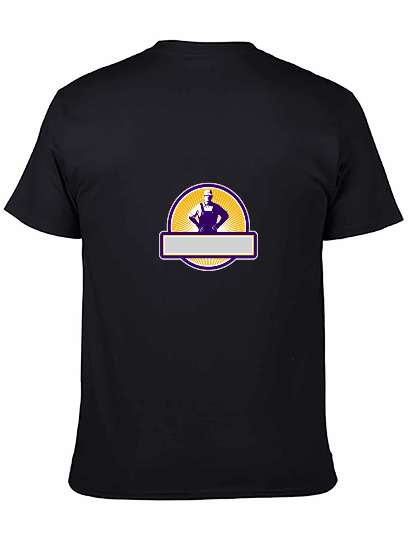 Mens Black Graphic T-Shirt - Retro Worker Design