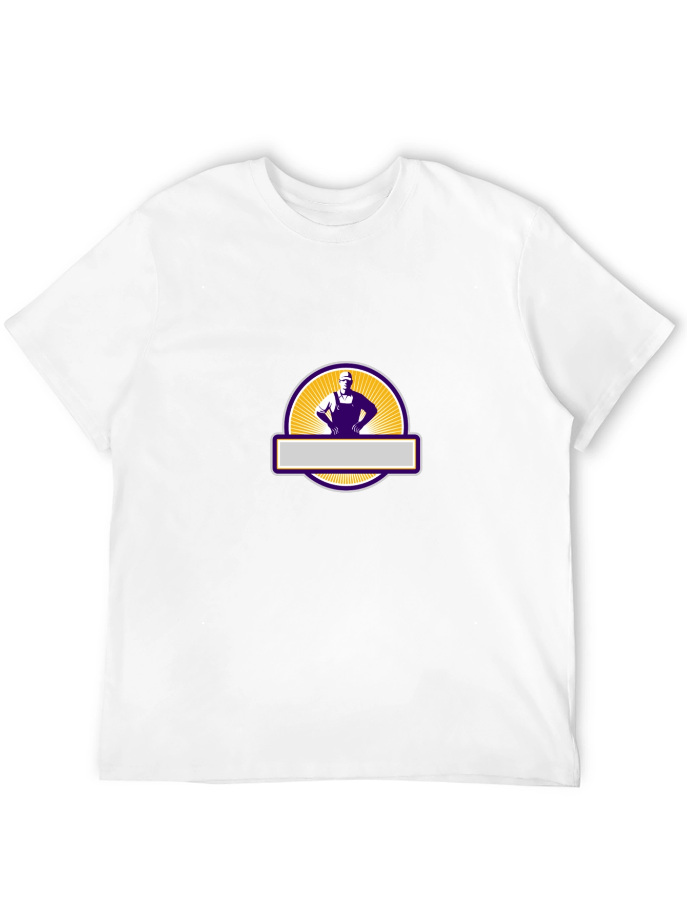 Mens Black Graphic T-Shirt - Retro Worker Design