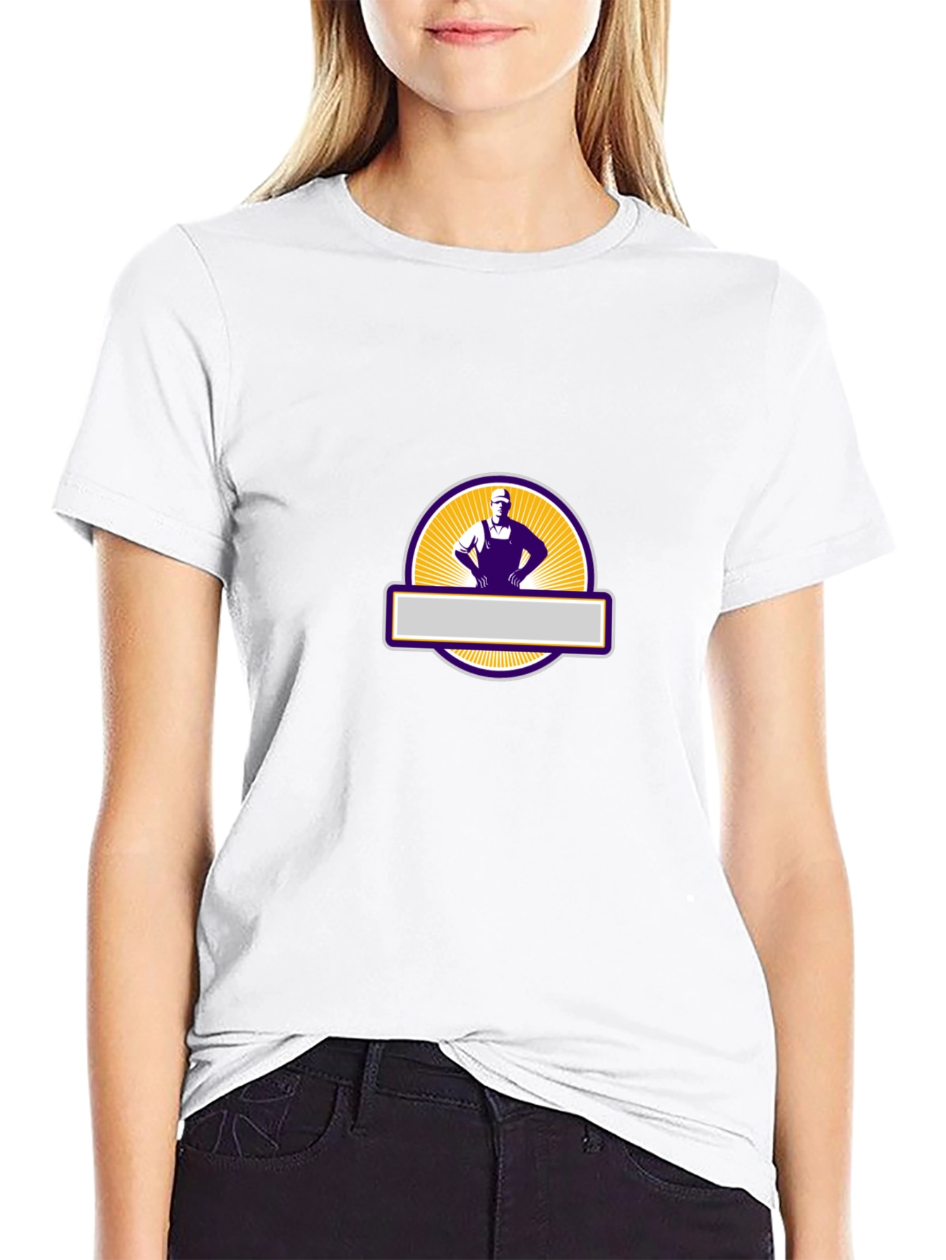 Mens Black Graphic T-Shirt - Retro Worker Design