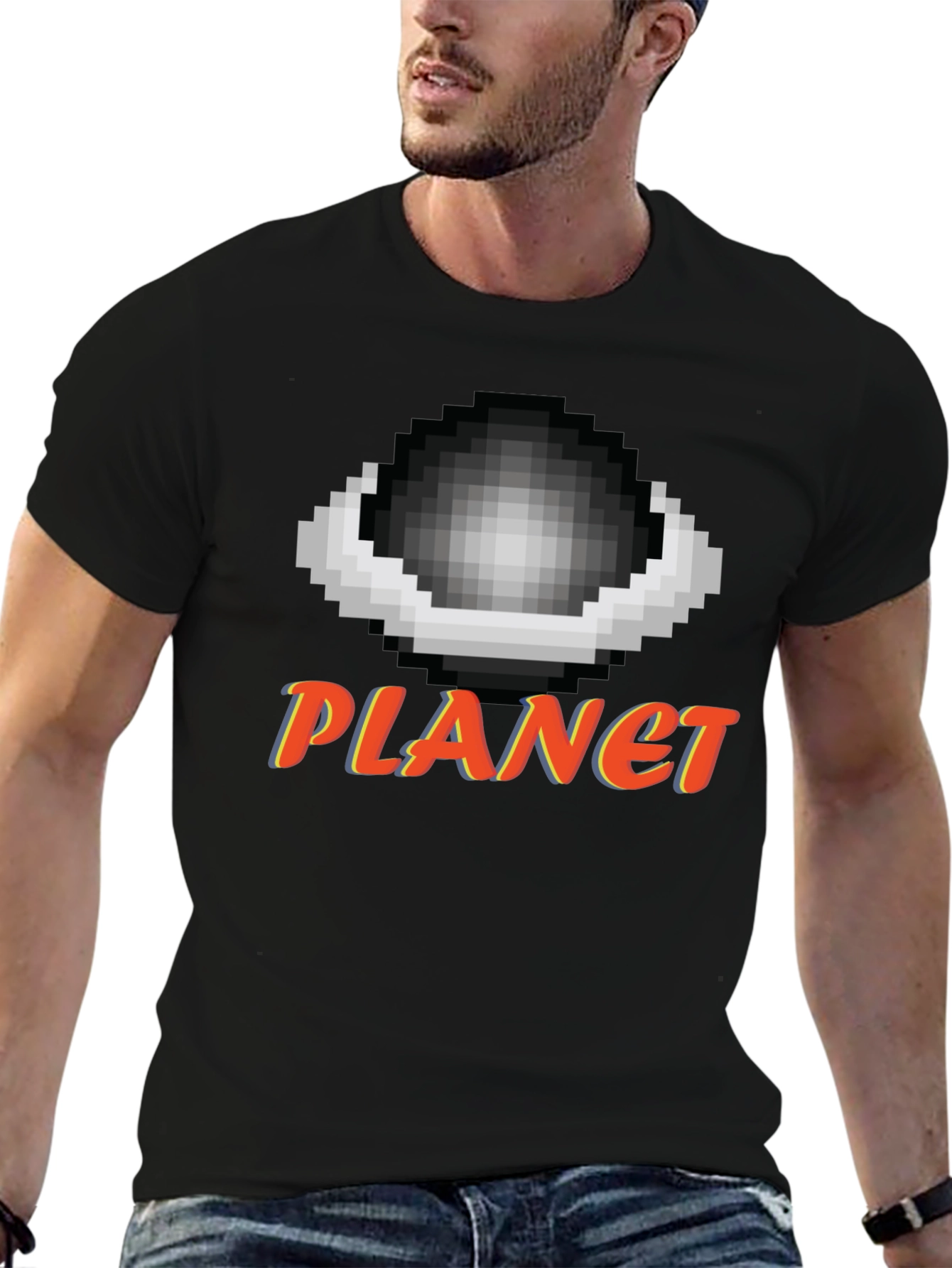 Pixel Planet T-Shirt - Retro Gaming Style