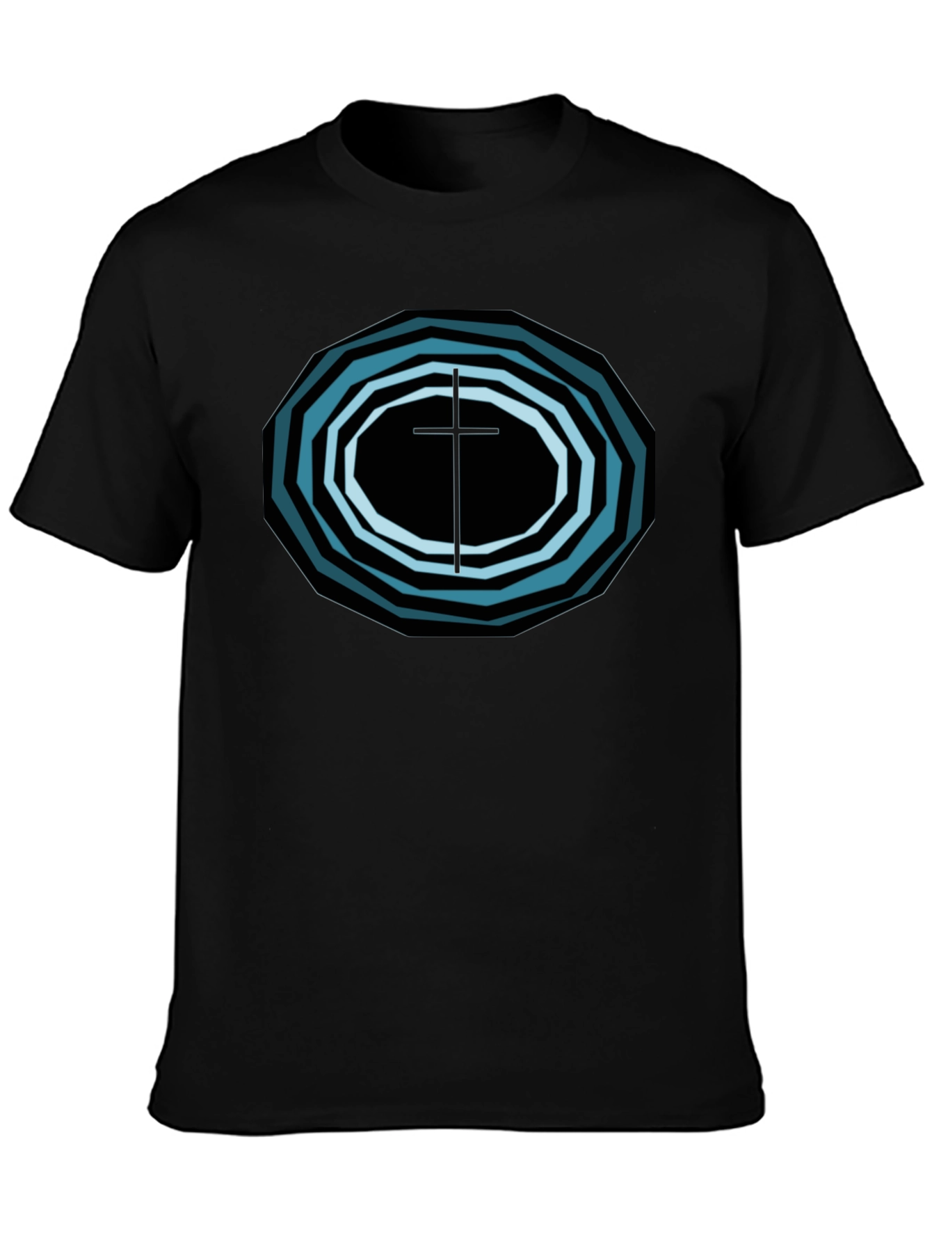 Geometric Cross Graphic Tee - Black