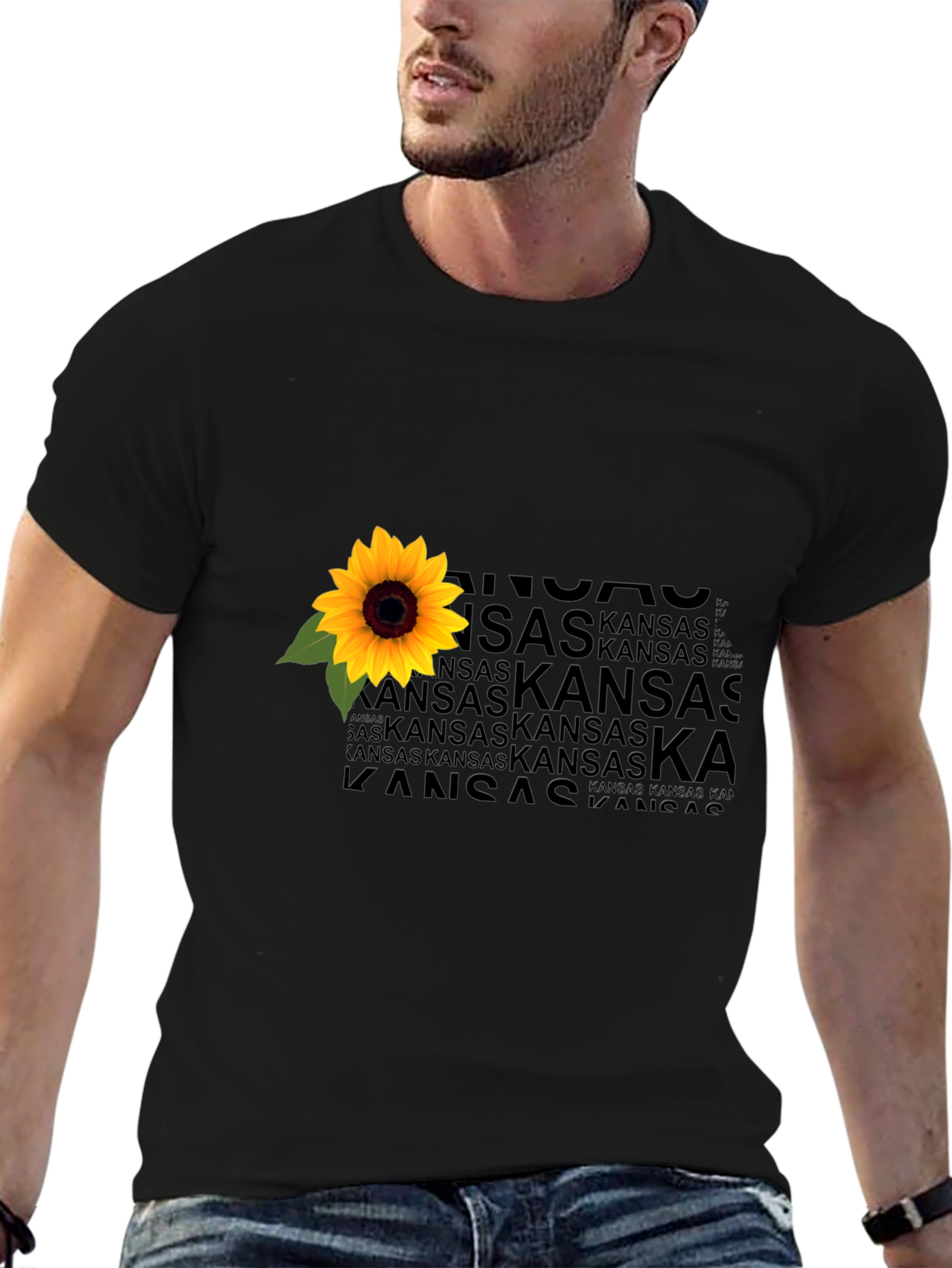 Kansas Sunflower Graphic Tee - Black Unisex Shirt