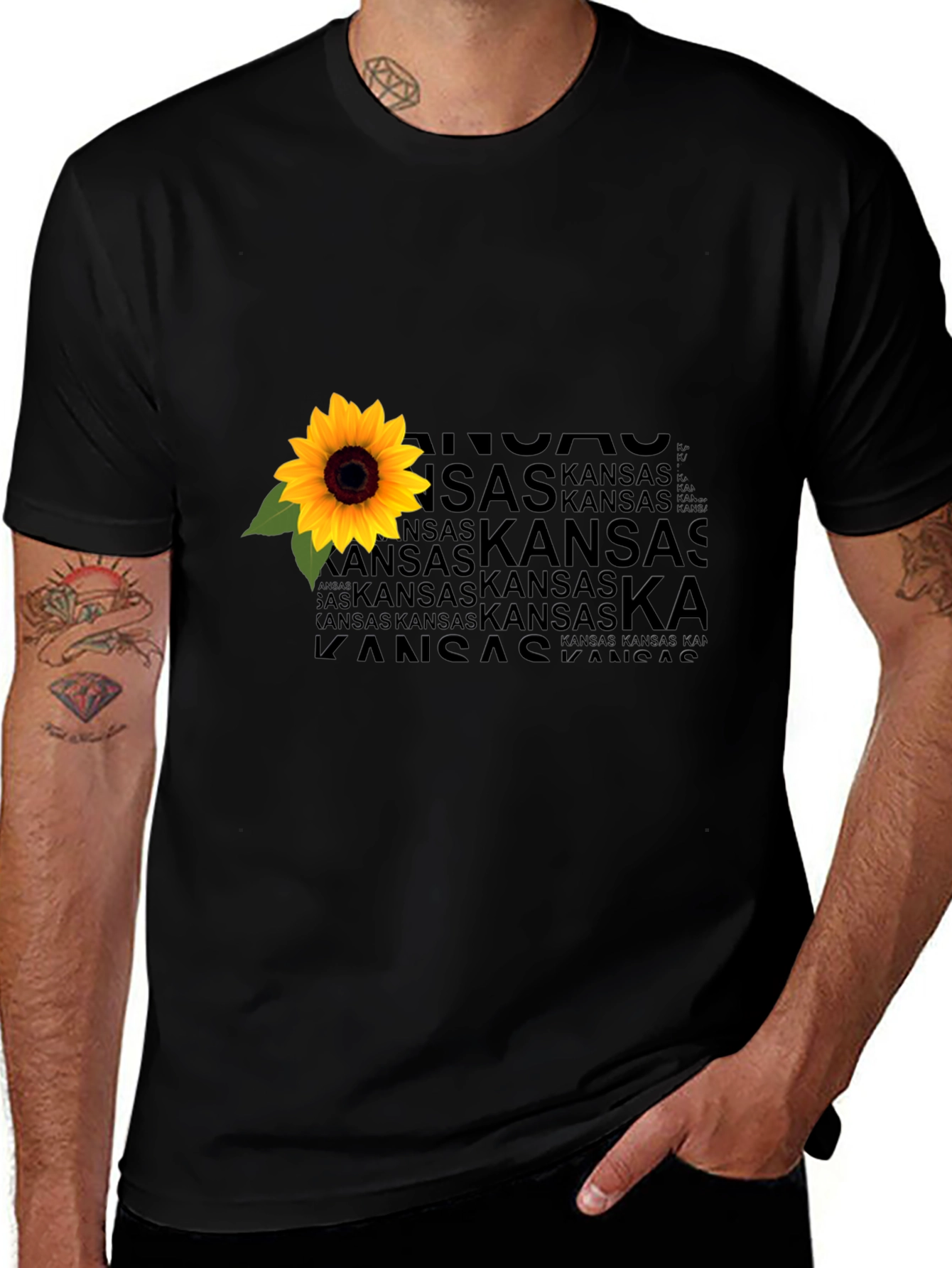 Kansas Sunflower Graphic Tee - Black Unisex Shirt