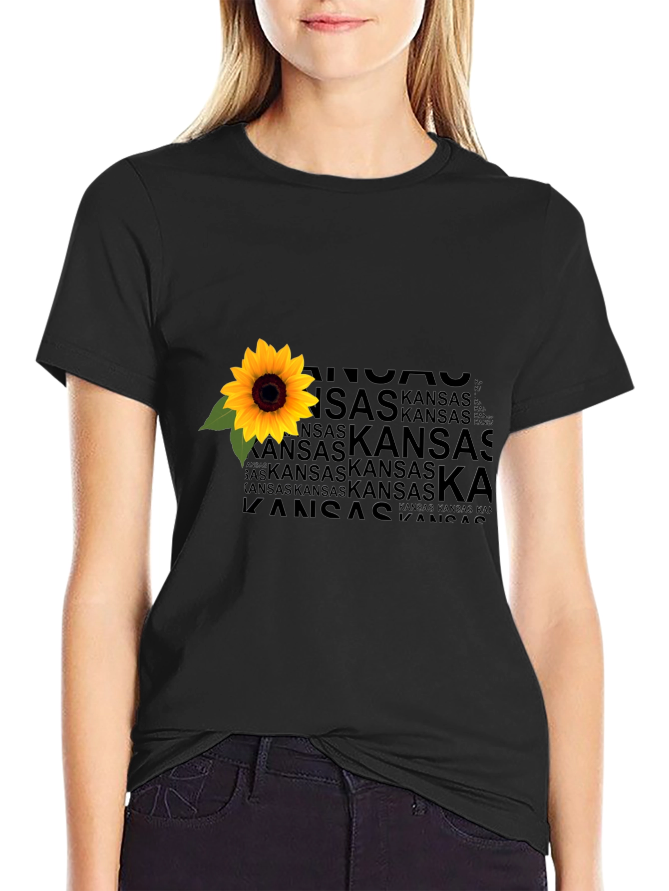 Kansas Sunflower Graphic Tee - Black Unisex Shirt