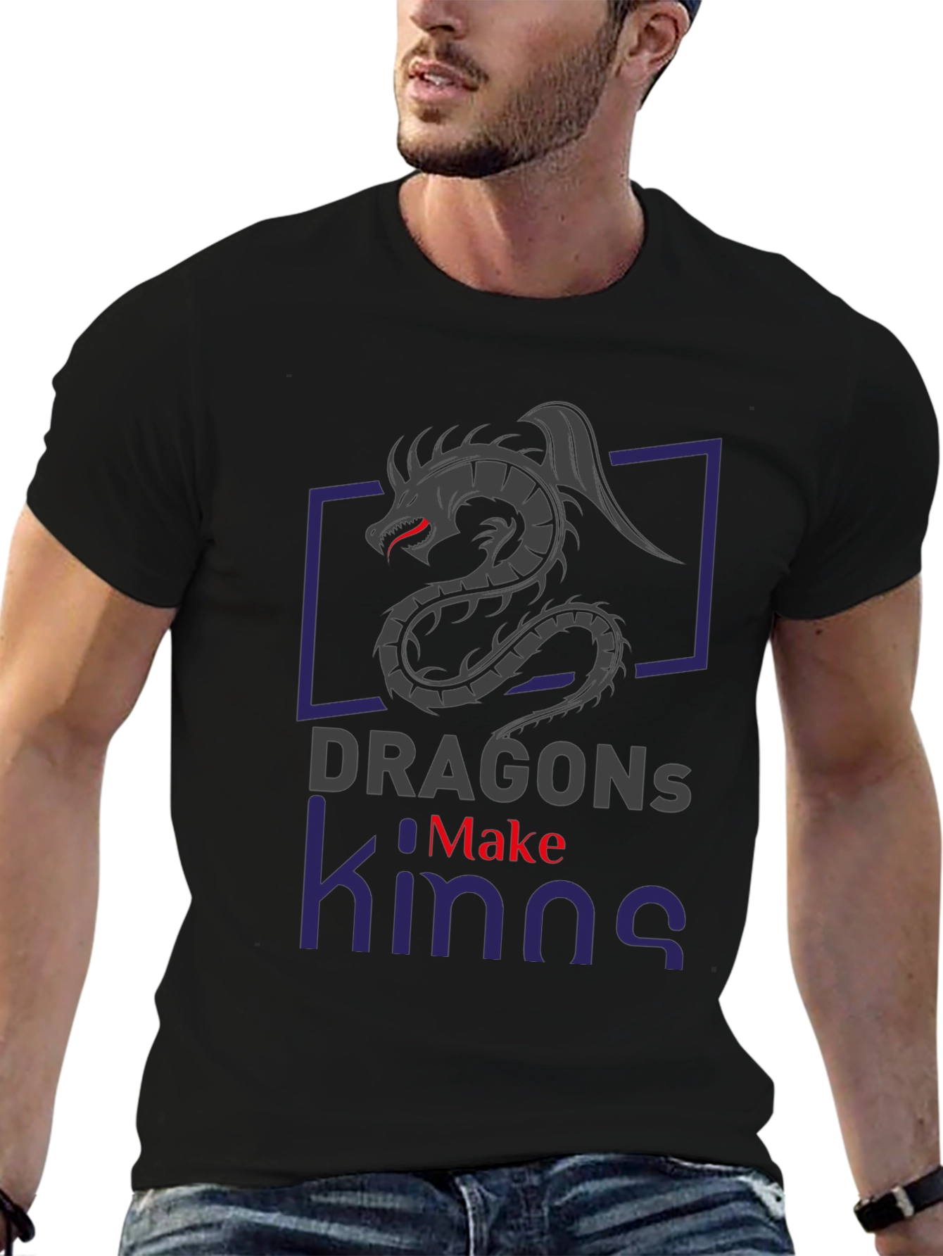 Dragon Kings Graphic Tee - Black Cotton T-Shirt