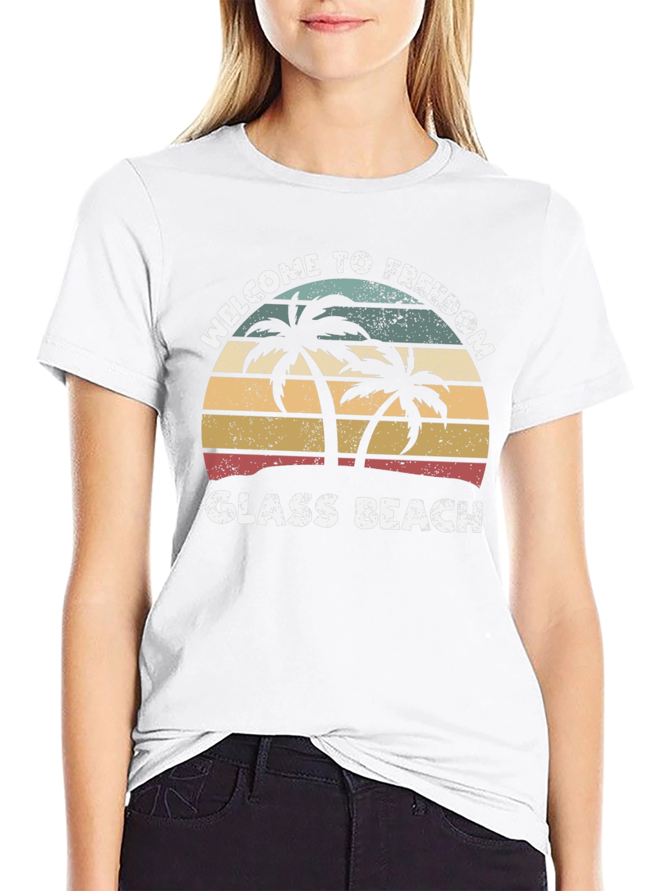 Welcome to Freedom Glass Beach Retro T-Shirt