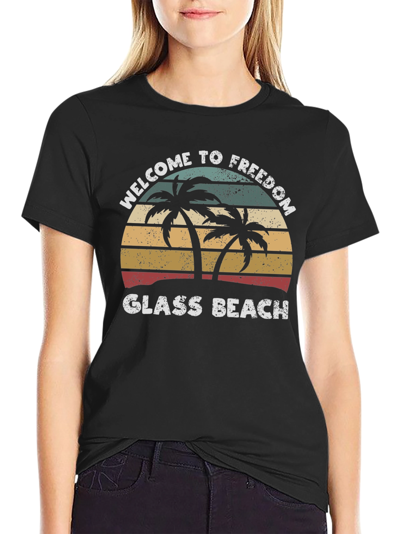 Welcome to Freedom Glass Beach Retro T-Shirt
