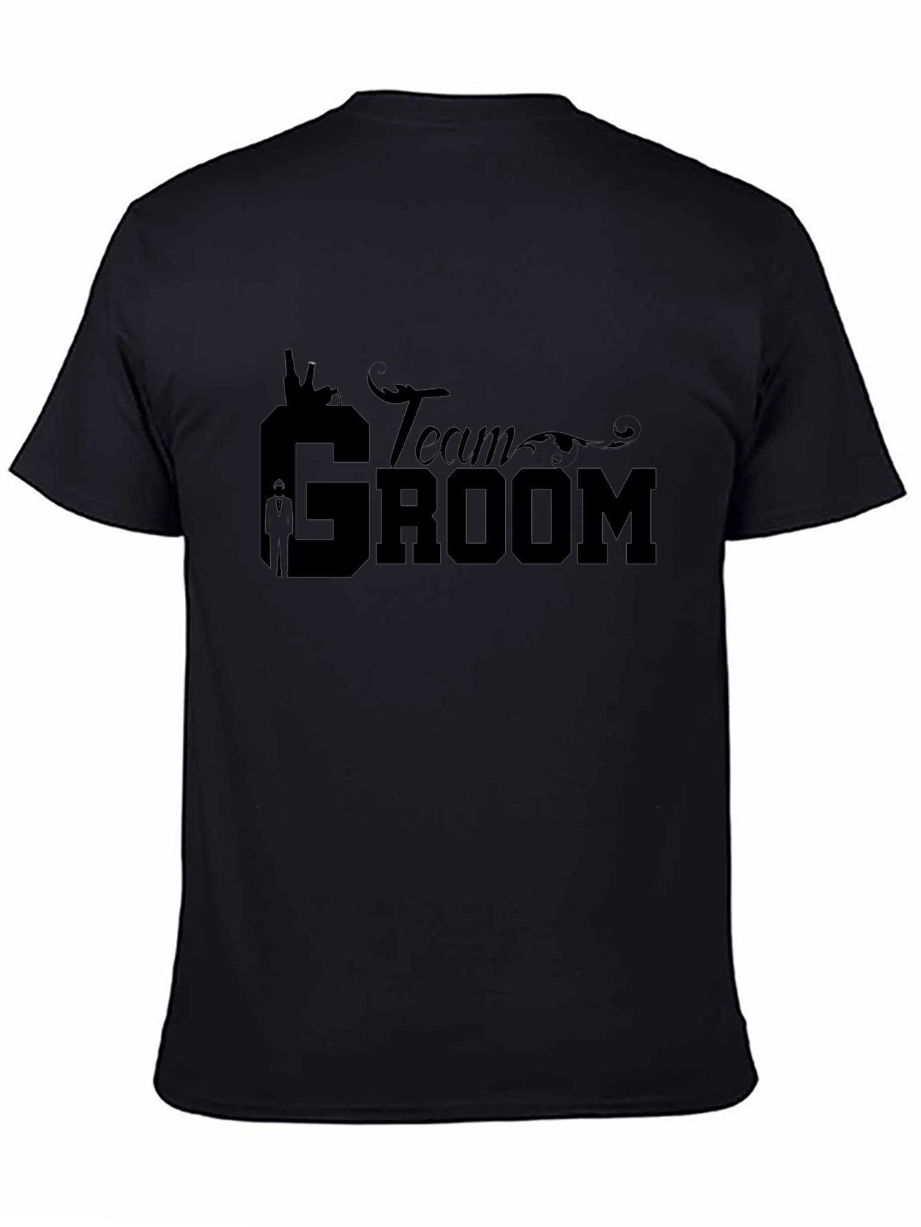 Team Groom Black Graphic T-Shirt