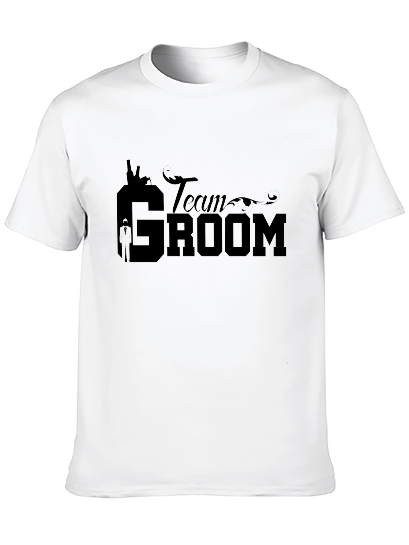 Team Groom Black Graphic T-Shirt