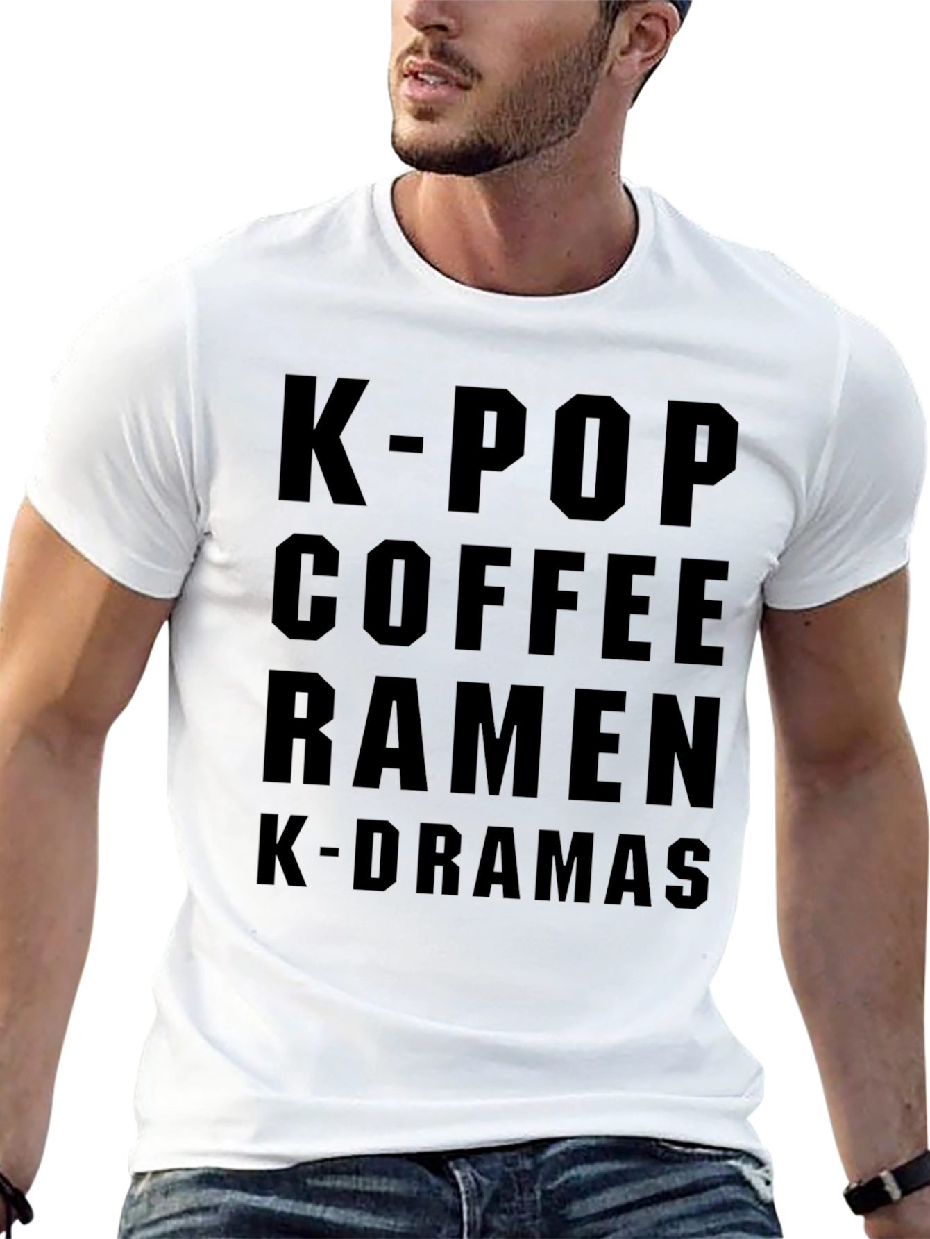 K-Pop Coffee Ramen K-Drama Black Graphic Tee