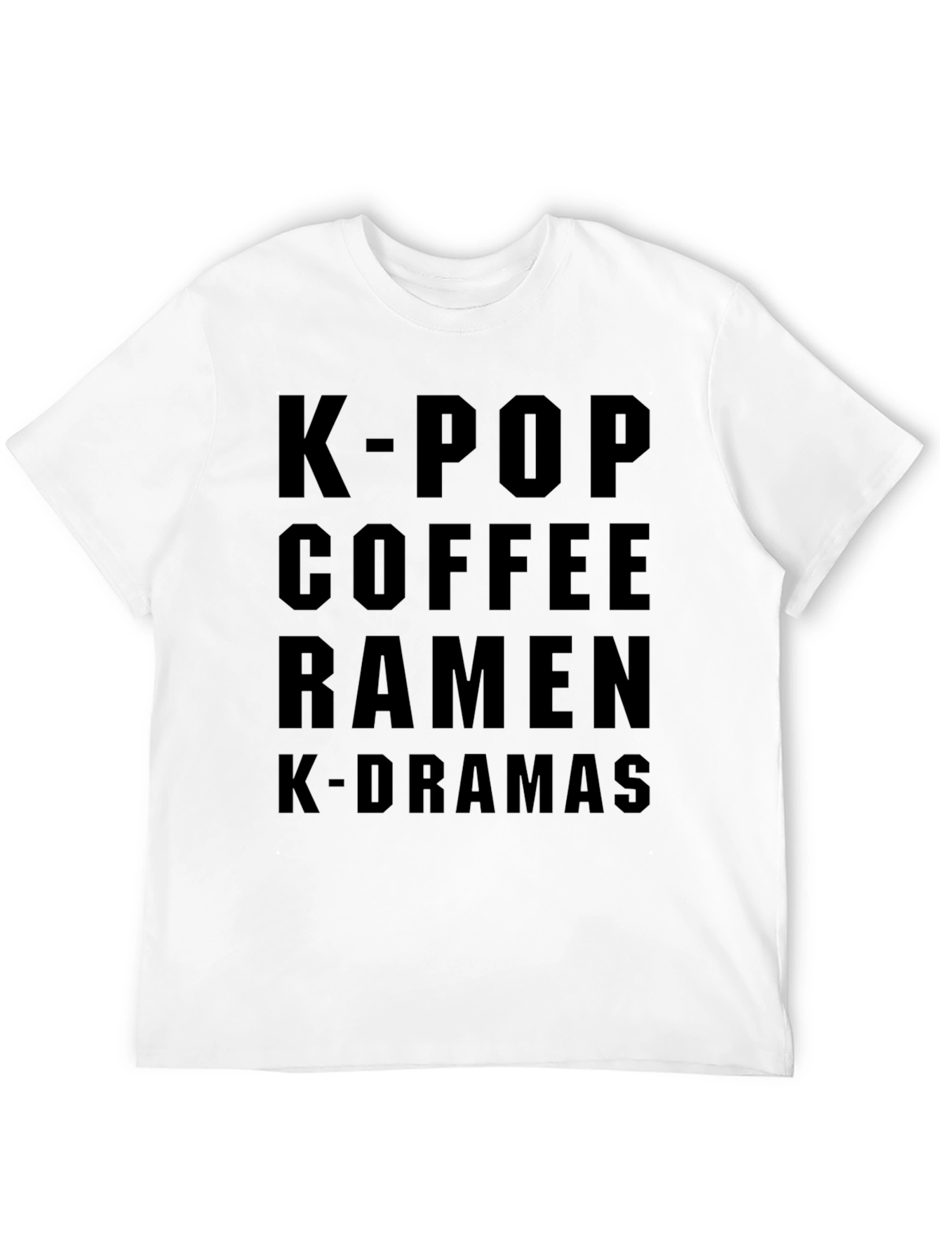 K-Pop Coffee Ramen K-Drama Black Graphic Tee