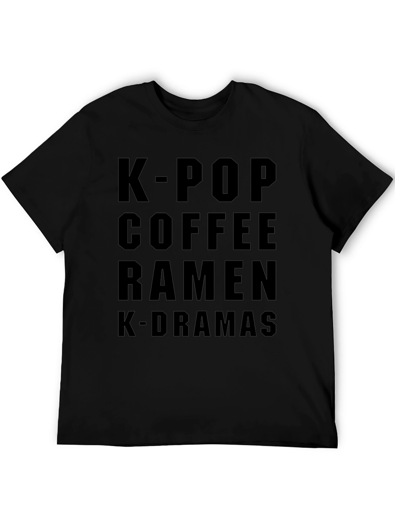 K-Pop Coffee Ramen K-Drama Black Graphic Tee