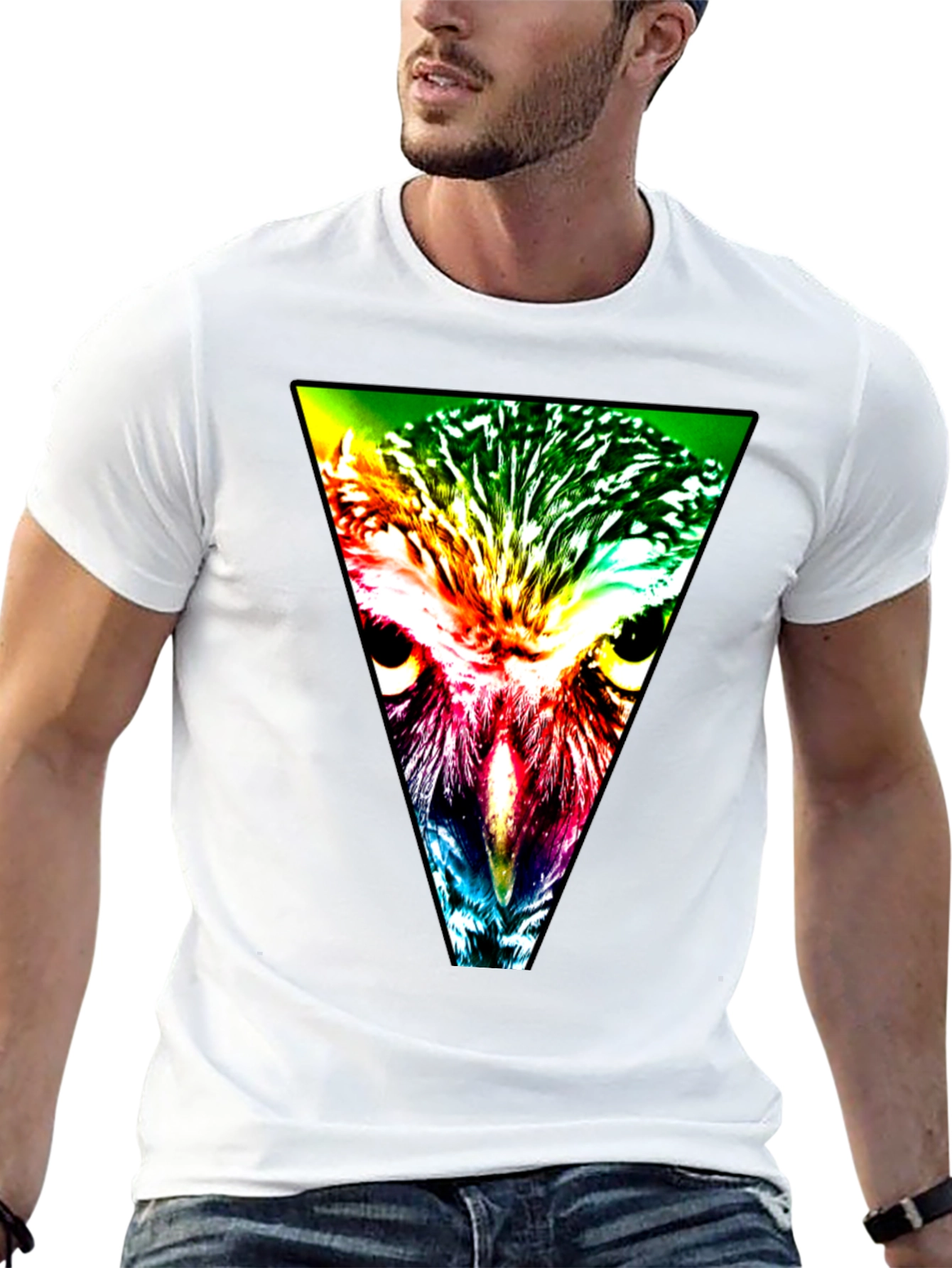 Owl Triangle Graphic Black T-Shirt