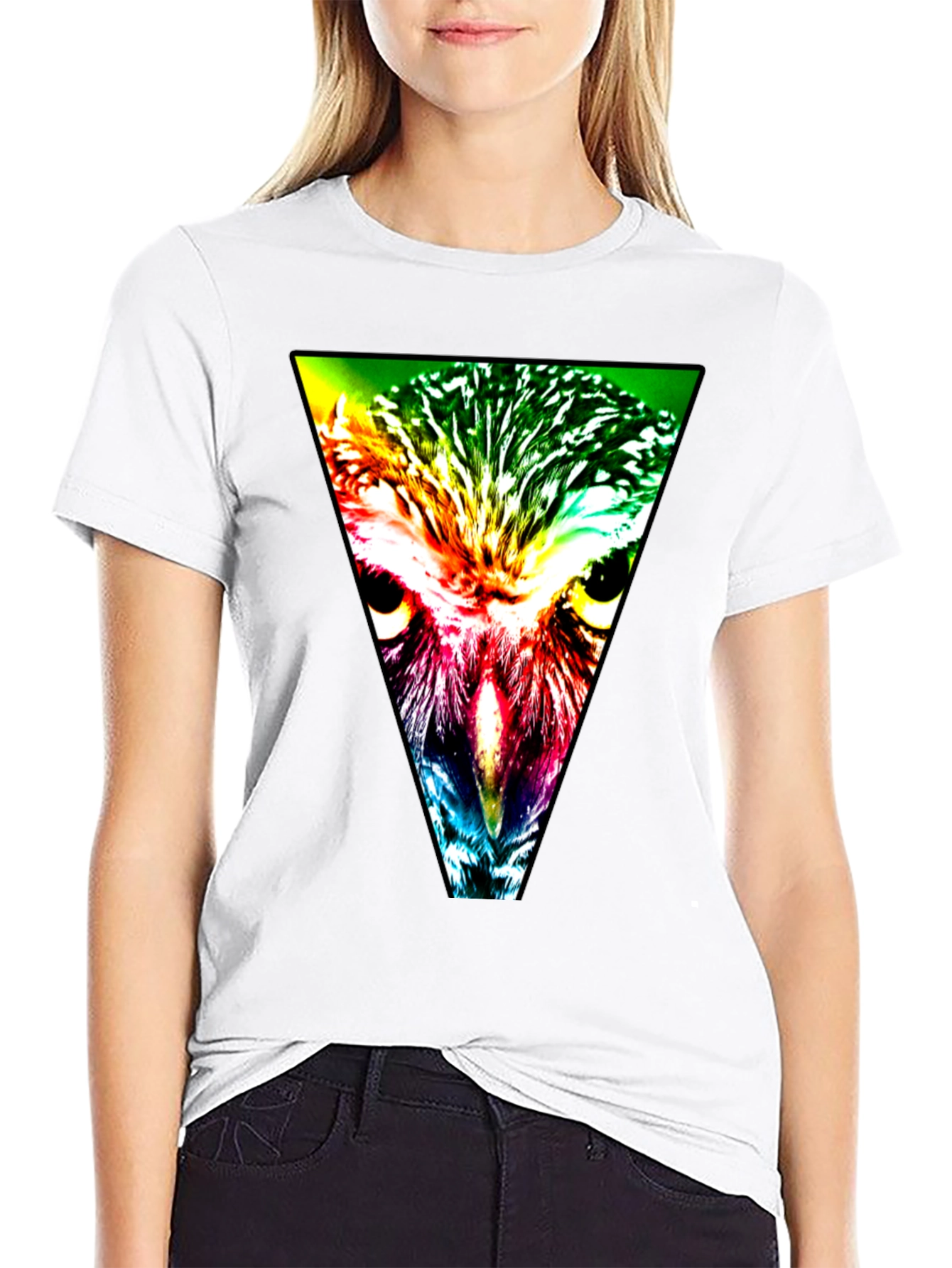 Owl Triangle Graphic Black T-Shirt