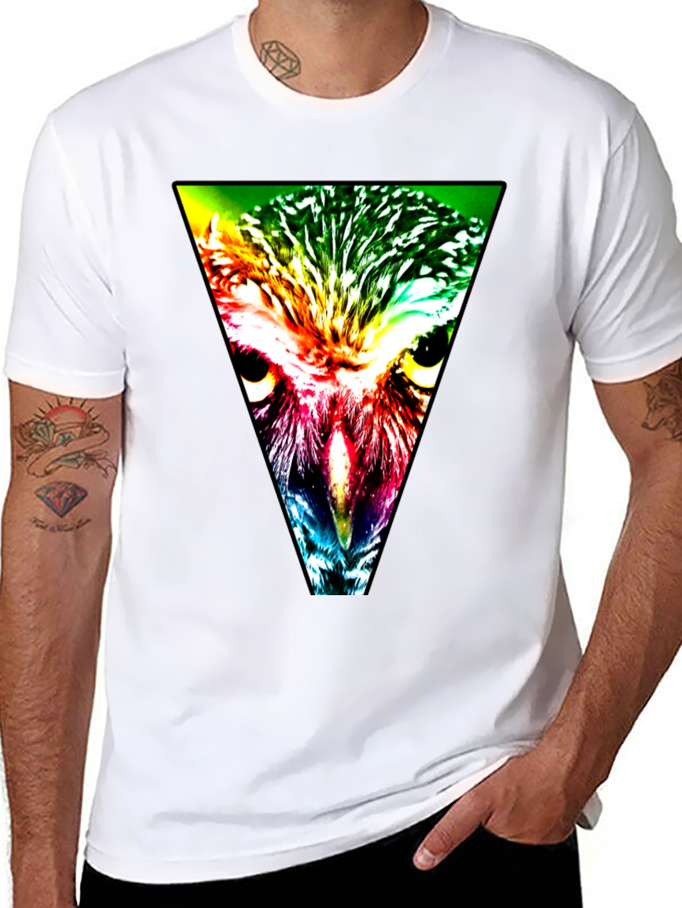 Owl Triangle Graphic Black T-Shirt
