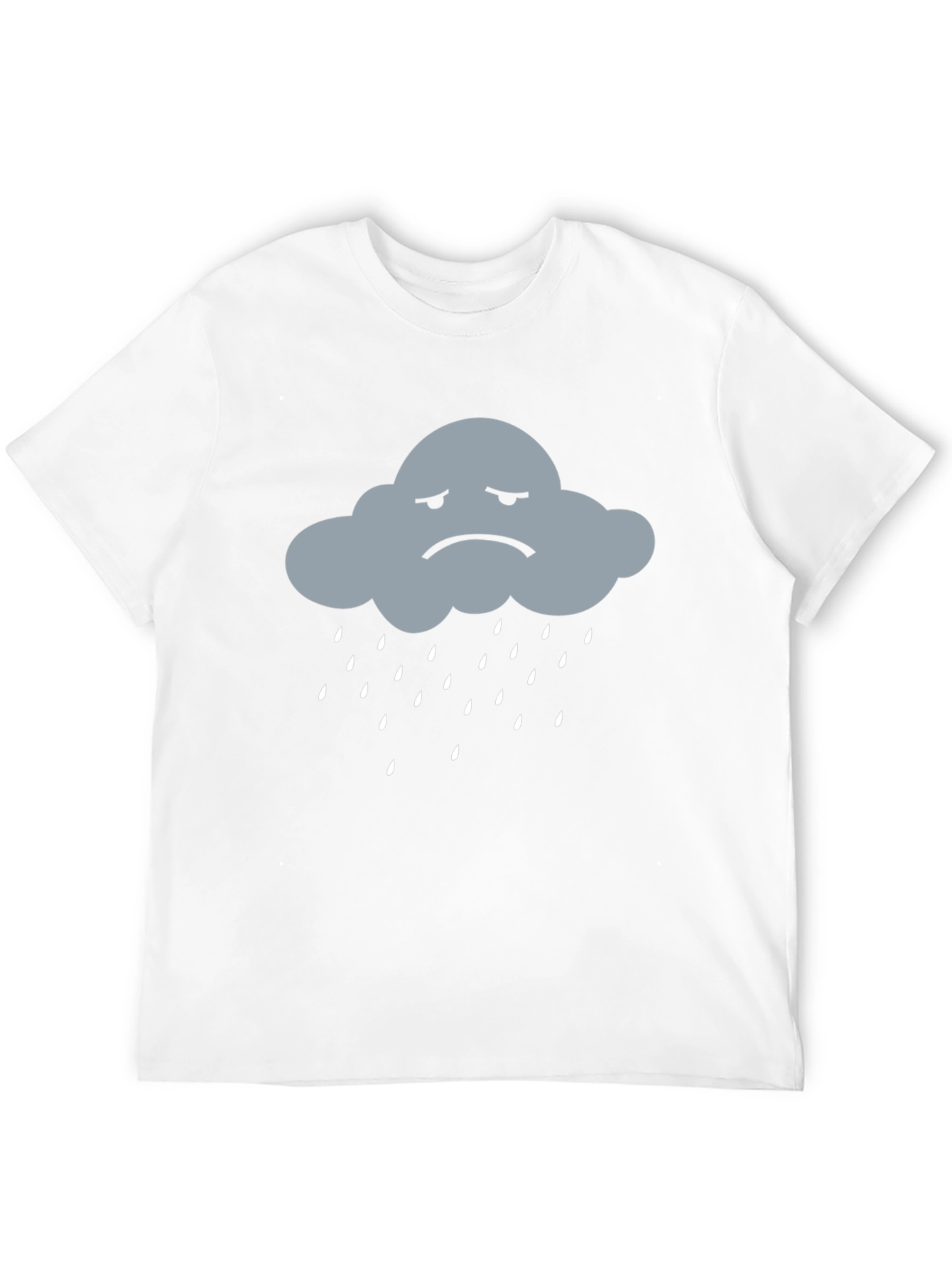 Sad Cloud Rain T-Shirt - Black Cotton Blend Tee