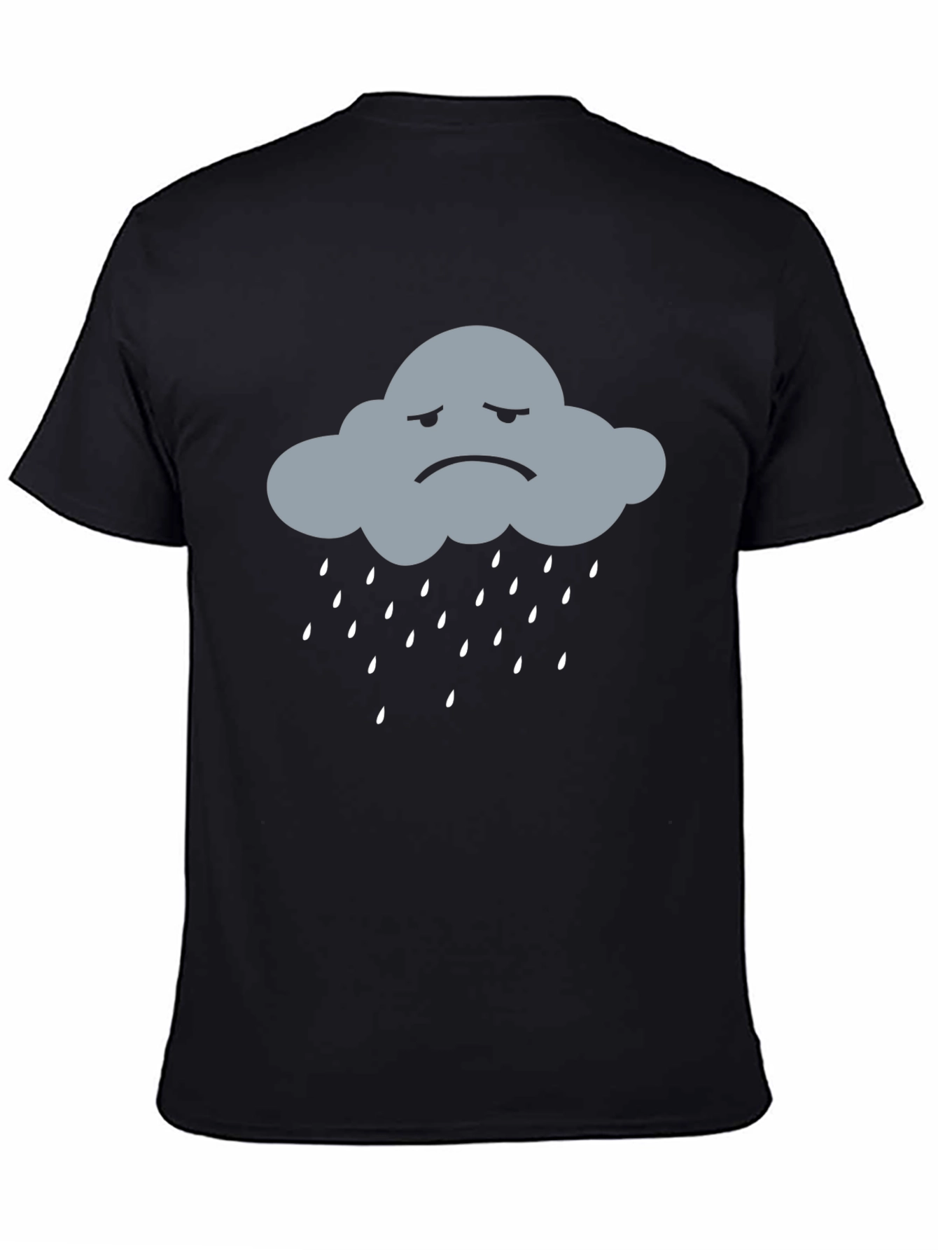 Sad Cloud Rain T-Shirt - Black Cotton Blend Tee