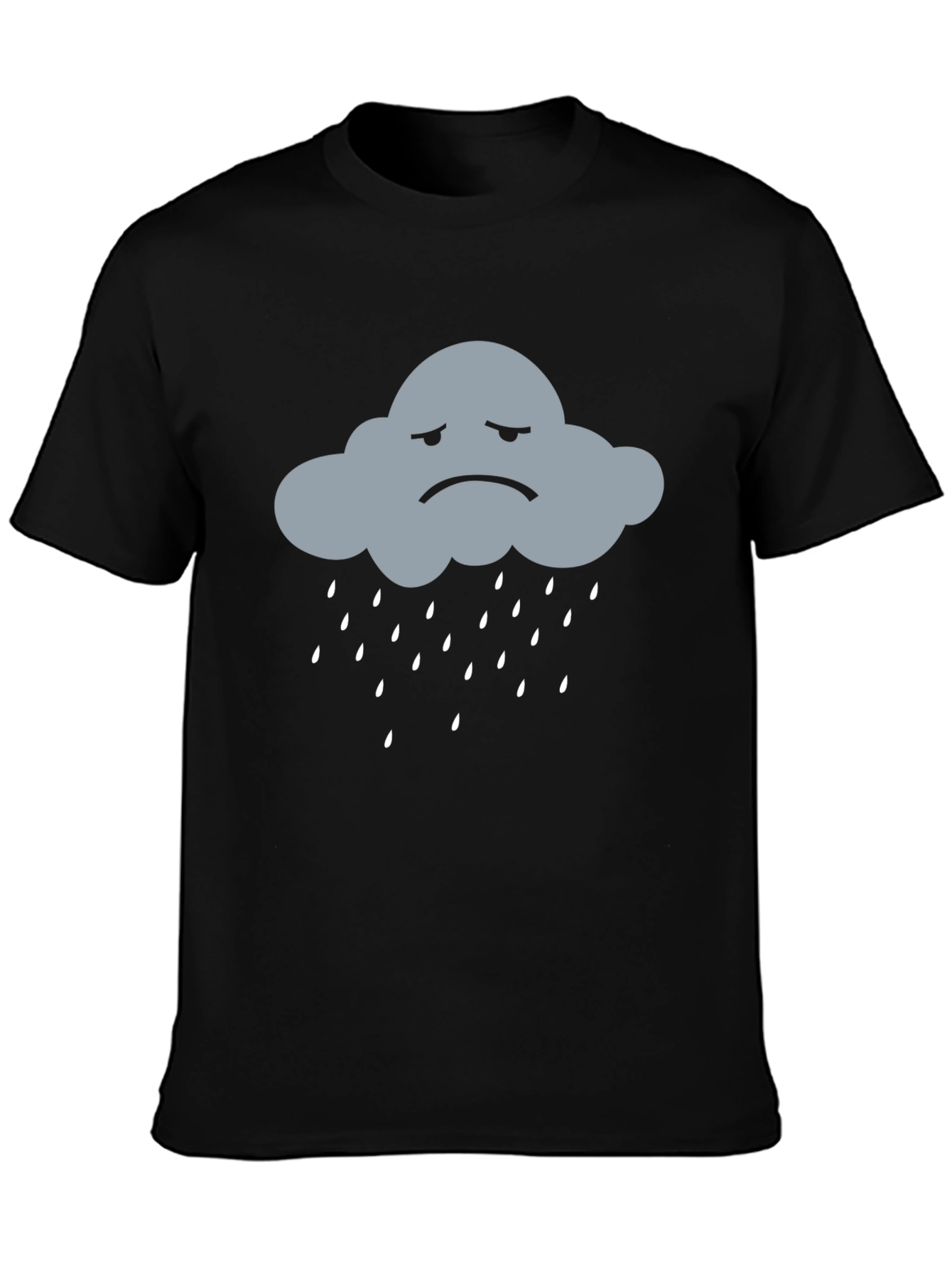 Sad Cloud Rain T-Shirt - Black Cotton Blend Tee