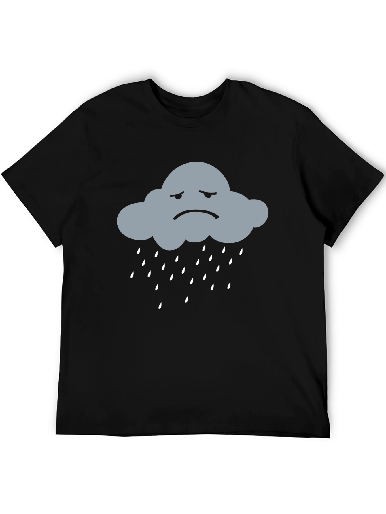 Sad Cloud Rain T-Shirt - Black Cotton Blend Tee