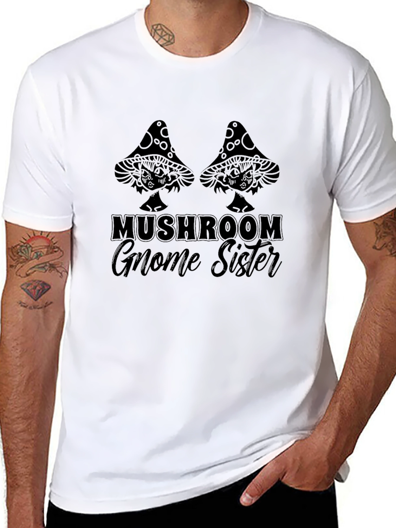 Mushroom Gnome Sister Graphic T-Shirt