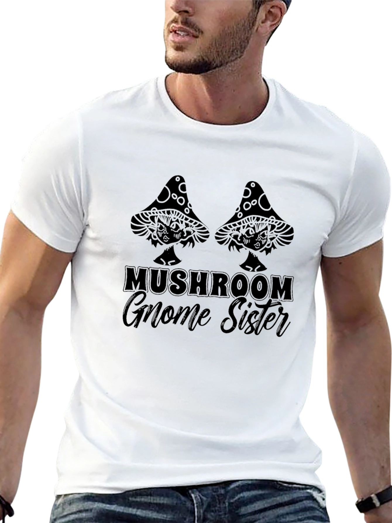 Mushroom Gnome Sister Graphic T-Shirt
