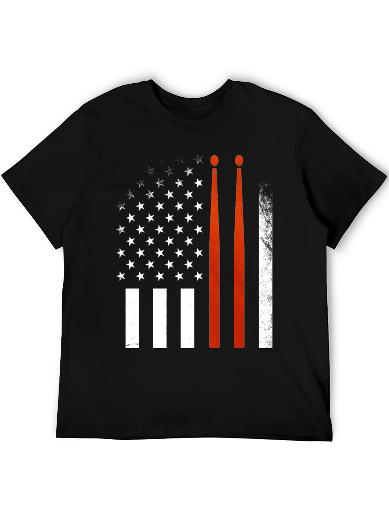 Drum Sticks American Flag Graphic T-Shirt