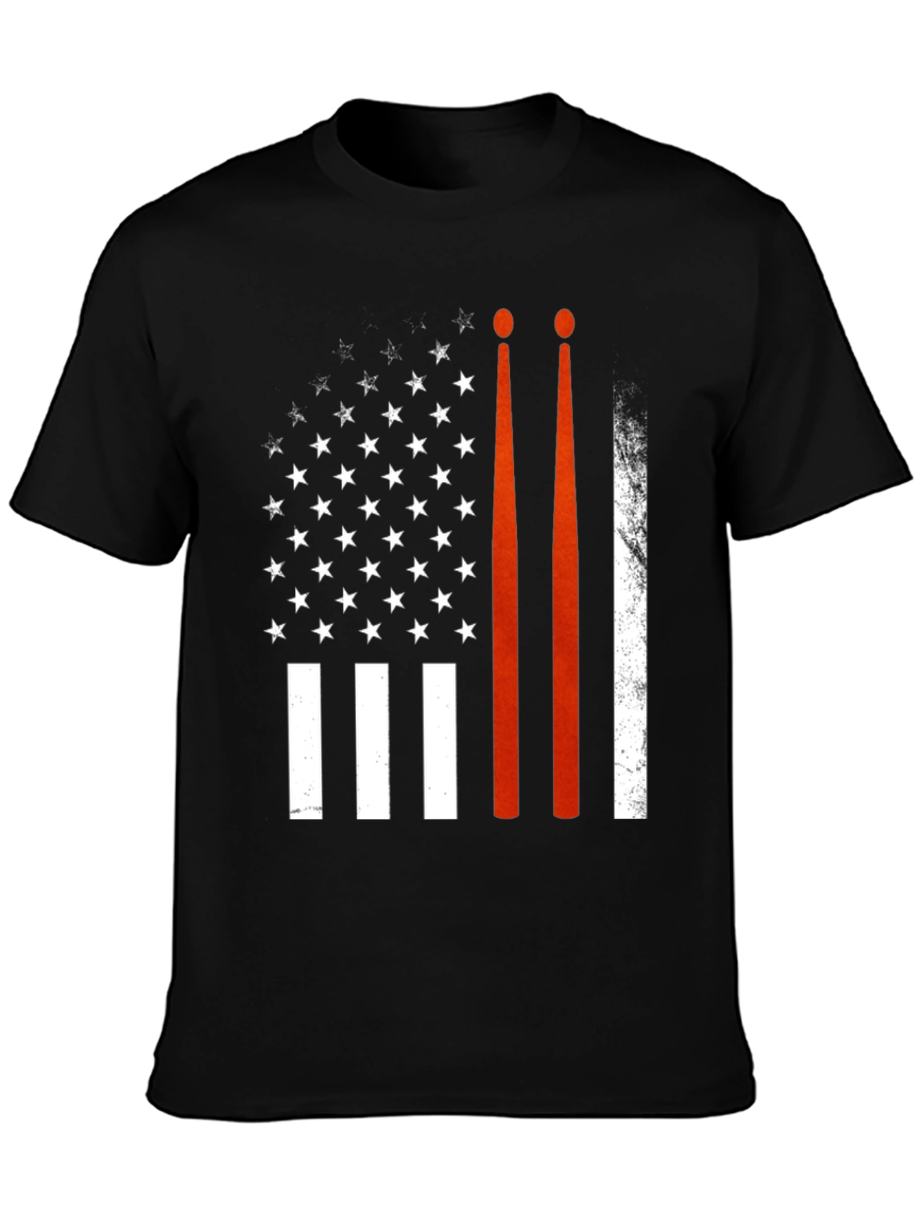 Drum Sticks American Flag Graphic T-Shirt