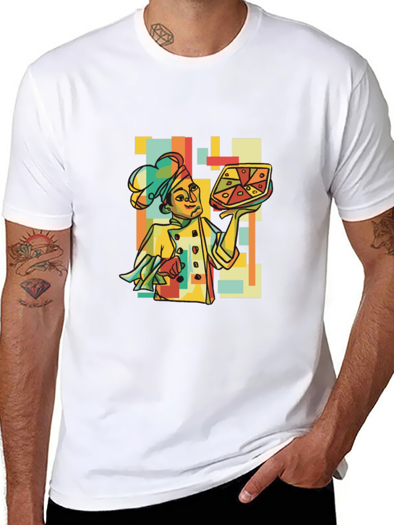 Retro Chef Pizza Graphic T-Shirt