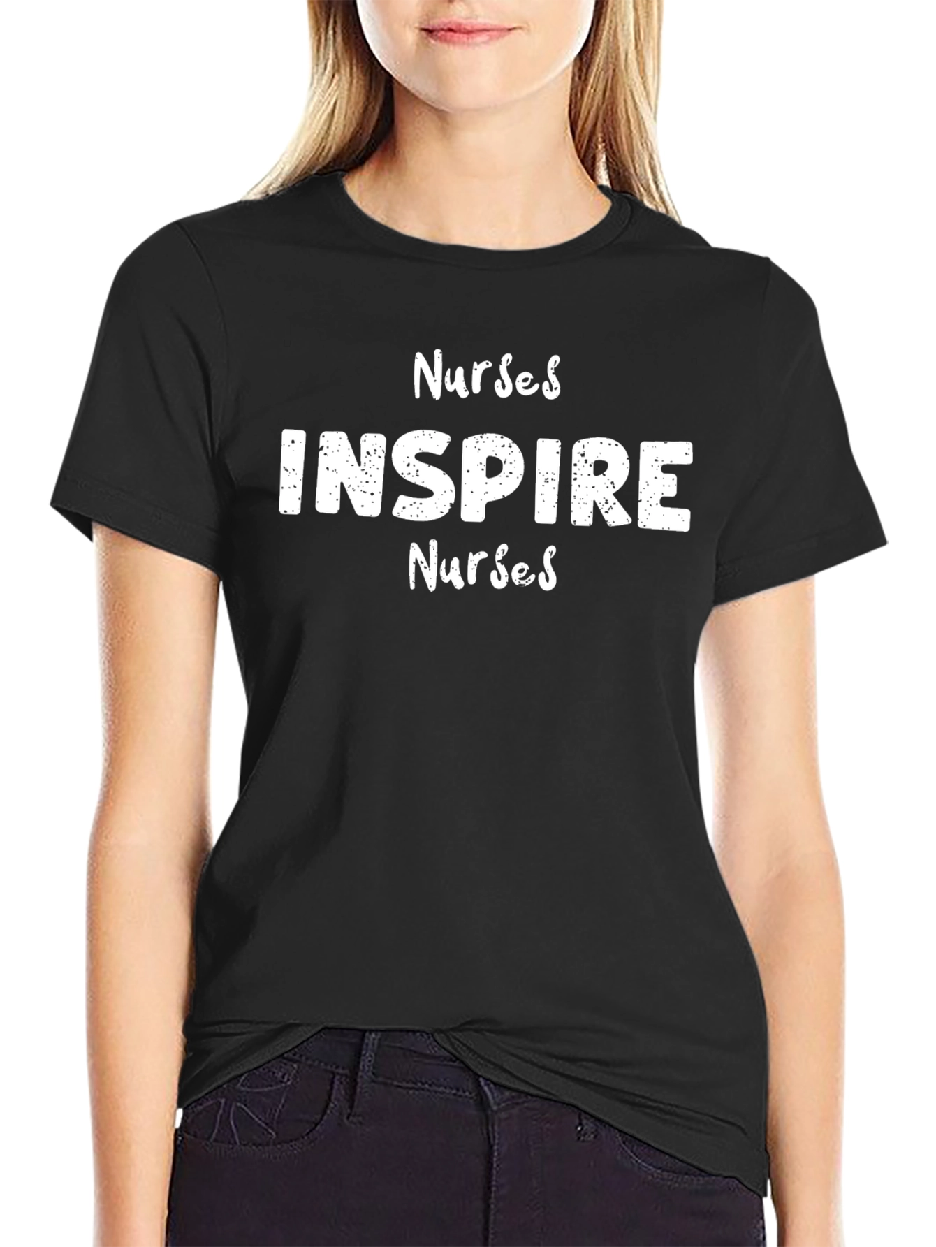 Nurses Inspire Graphic Tee - Black Cotton T-Shirt