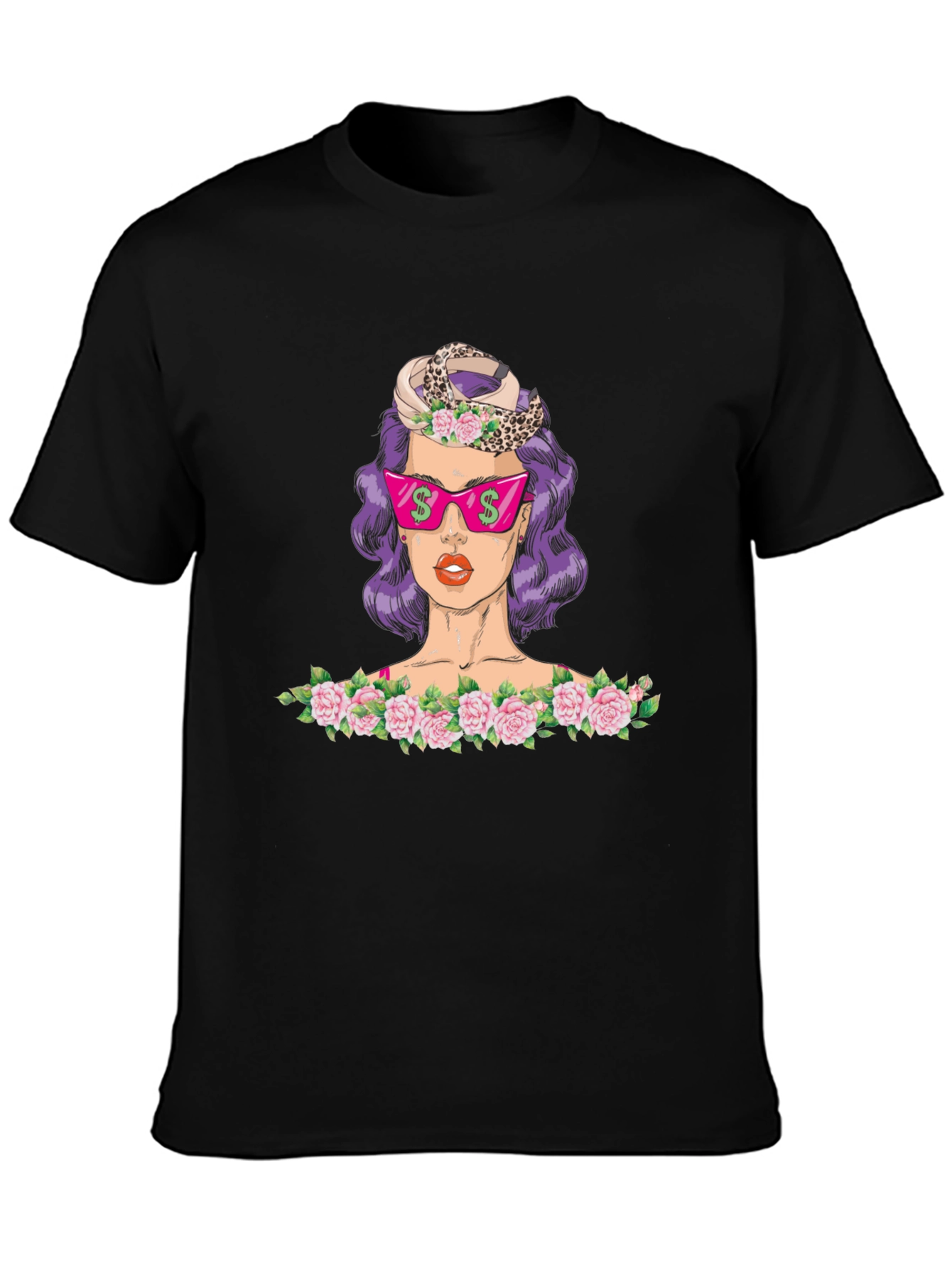 Black T-Shirt with Funky Pop Art Design